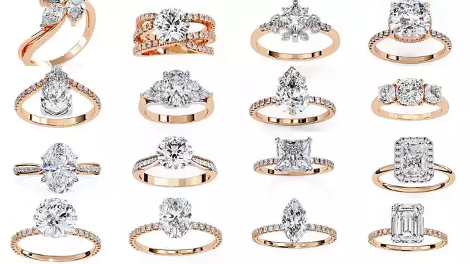 68 Solitaire Diamond Ring 360 animation renders PART 3 3D Model Collection