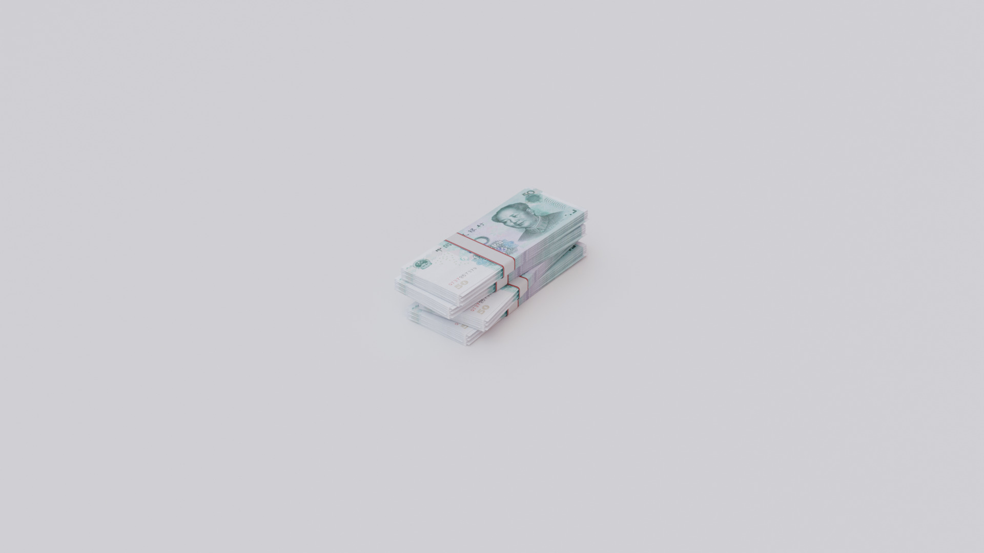 50 Chinese renminbi CNH Currency Low-poly 3D model_5