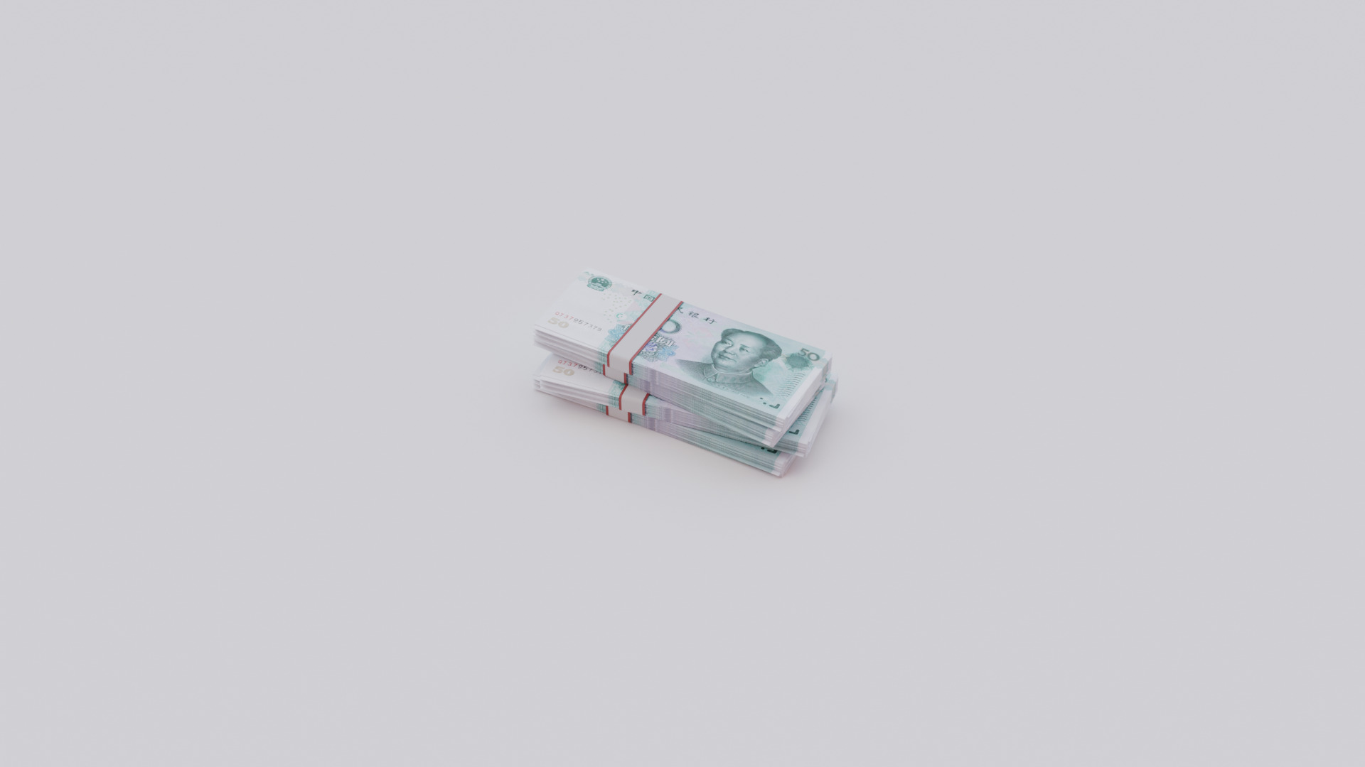 50 Chinese renminbi CNH Currency Low-poly 3D model_4