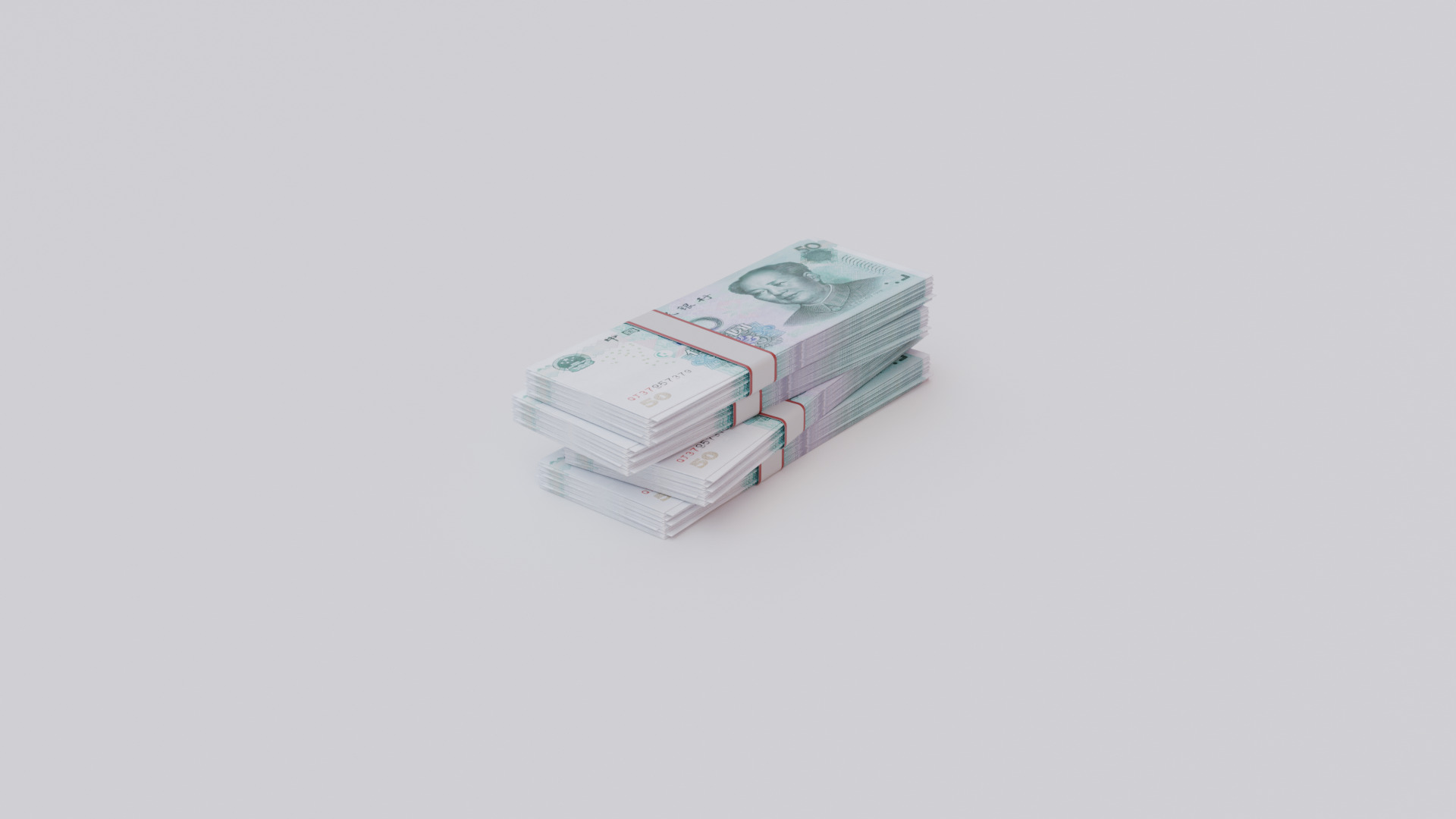 50 Chinese renminbi CNH Currency Low-poly 3D model_2