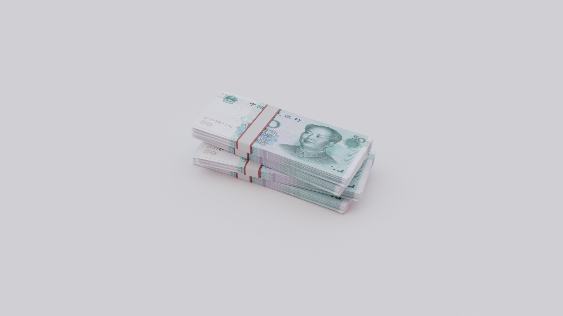 50 Chinese renminbi CNH Currency Low-poly 3D model_1