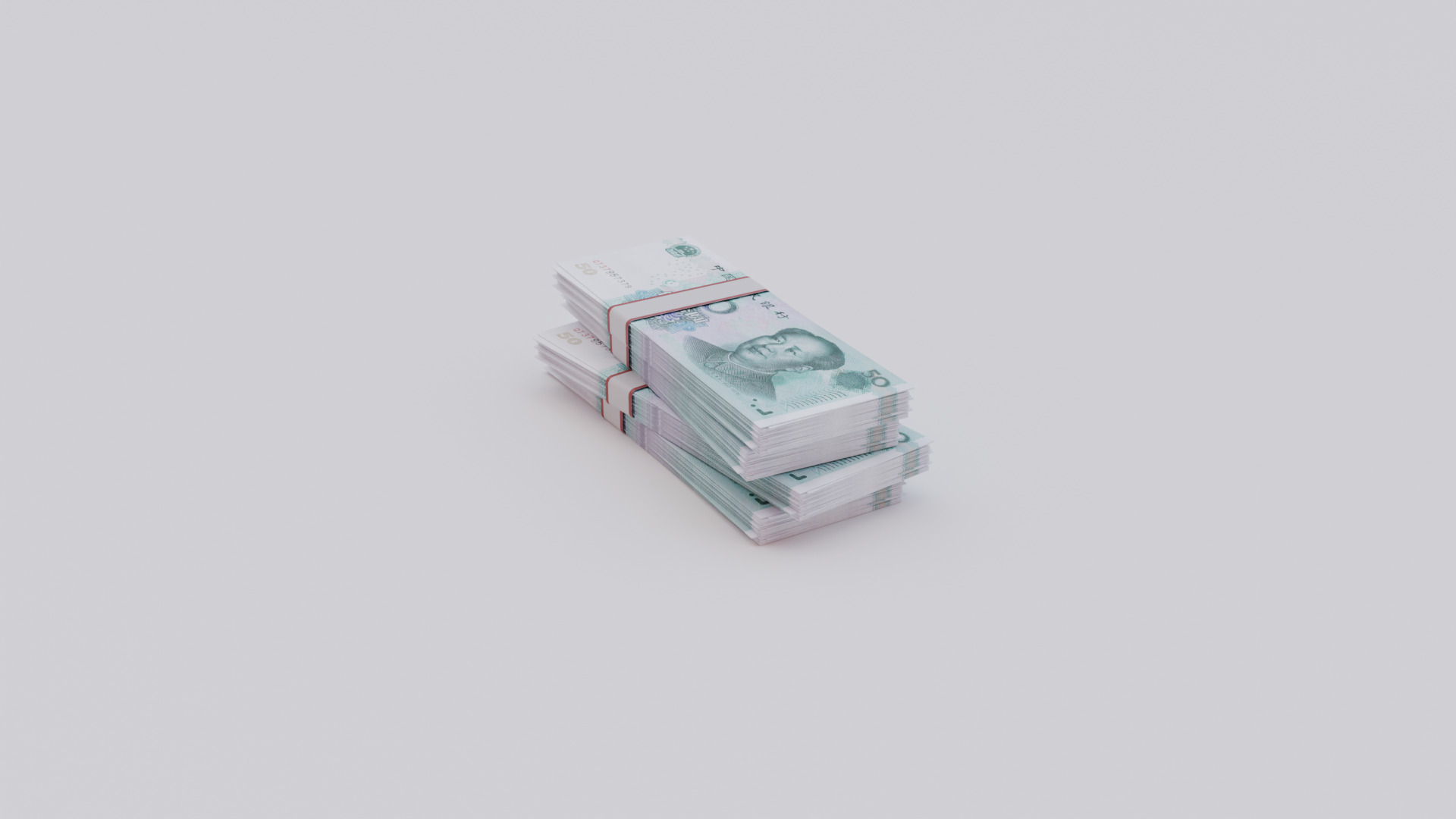 50 Chinese renminbi CNH Currency Low-poly 3D model_3