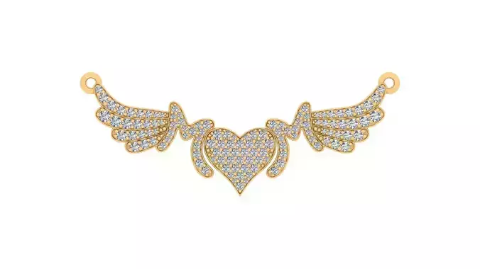 Angel Wings Heart Pendant 3D print model