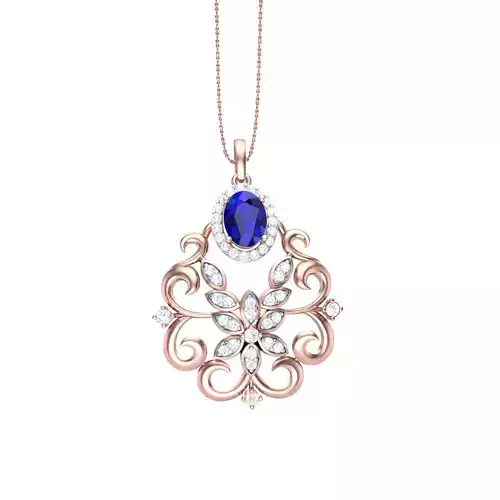 3D Printable Cad jewelry design of Lady diamond Pendant