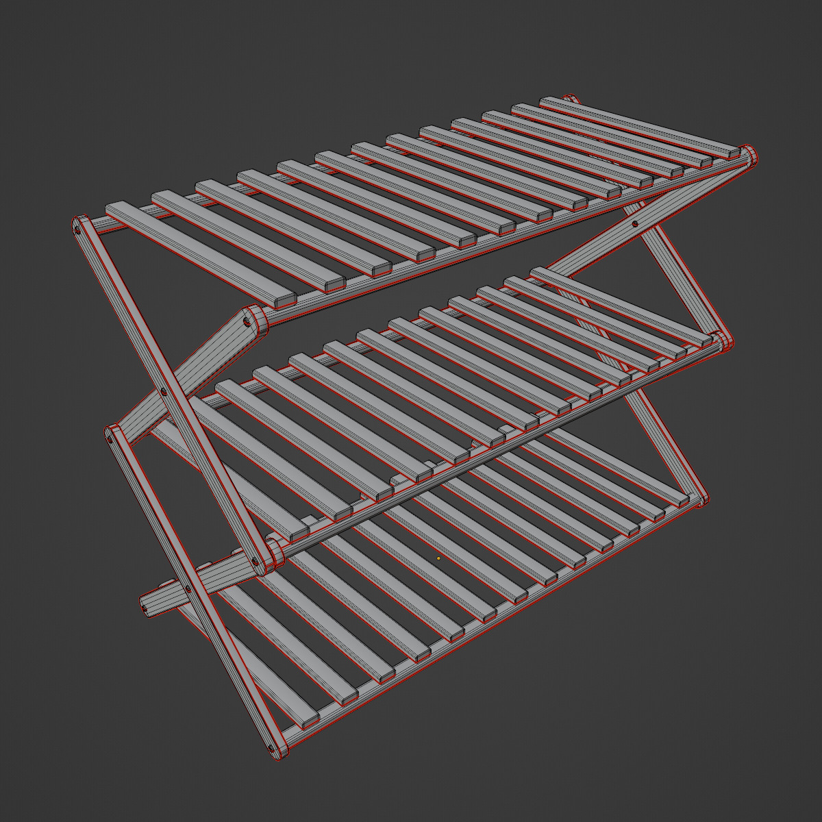 Modern Wooden Shoe Rack 04 Low-poly 3D model_9