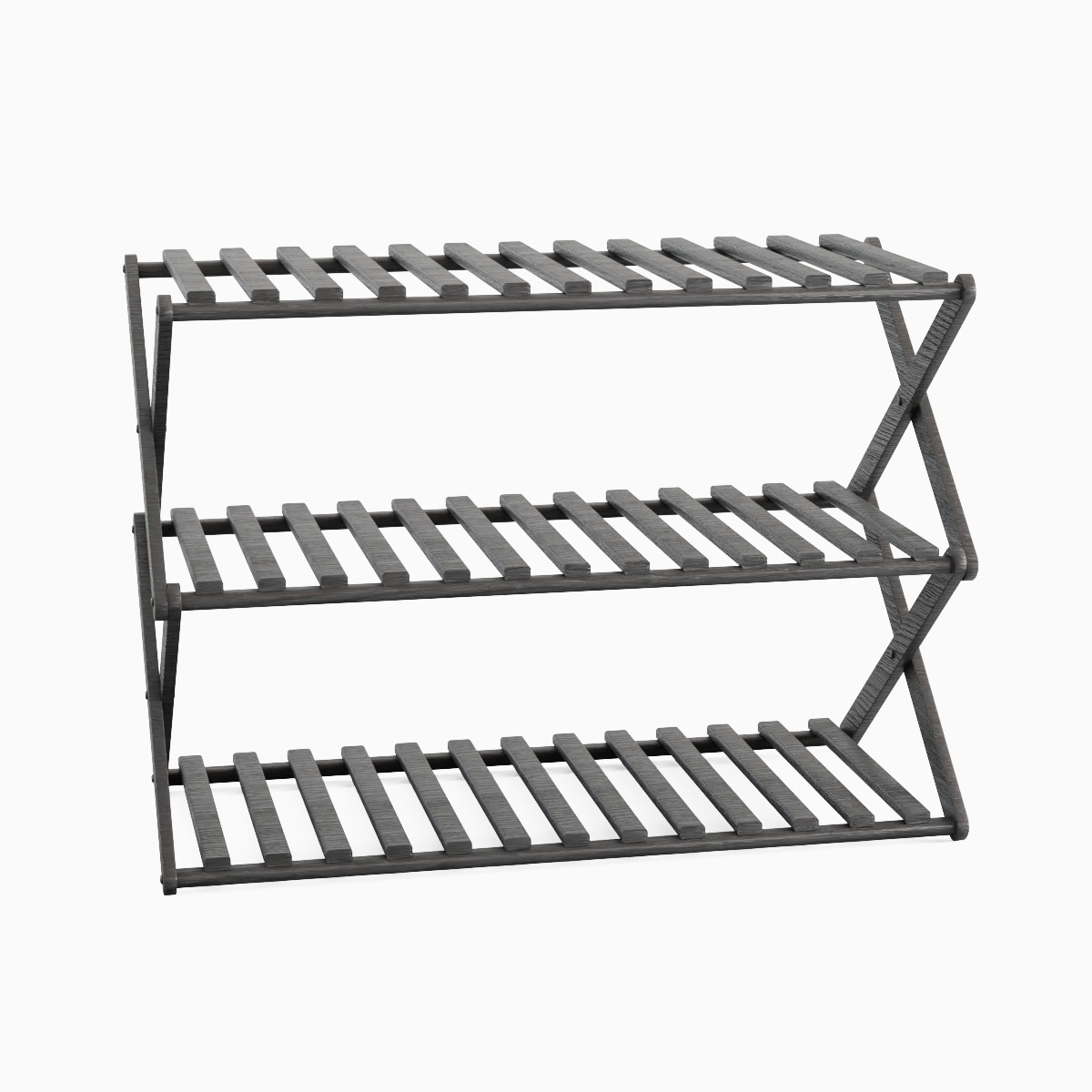 Modern Wooden Shoe Rack 04 Low-poly 3D model_1