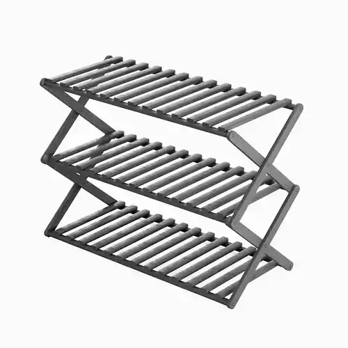 Modern Wooden Shoe Rack 04 Low-poly 3D model