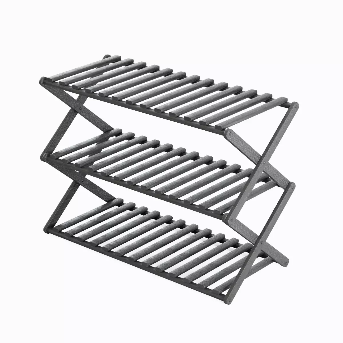Modern Wooden Shoe Rack 04 Low-poly 3D model_0