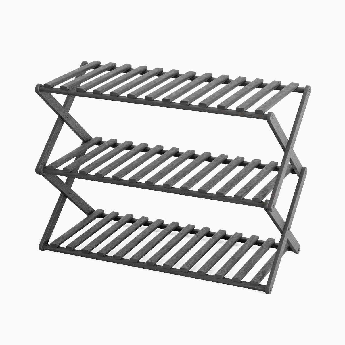 Modern Wooden Shoe Rack 04 Low-poly 3D model_4