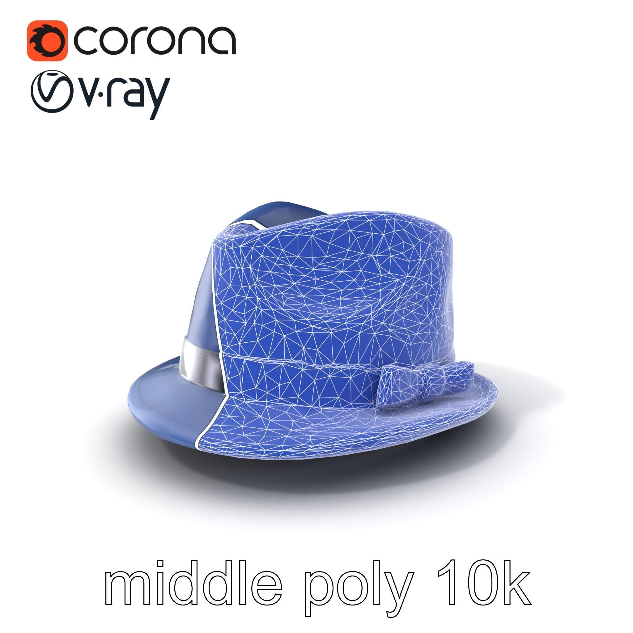 Classic Fedora Hat with Satin Band D Model Pack Low-poly 3D model_6
