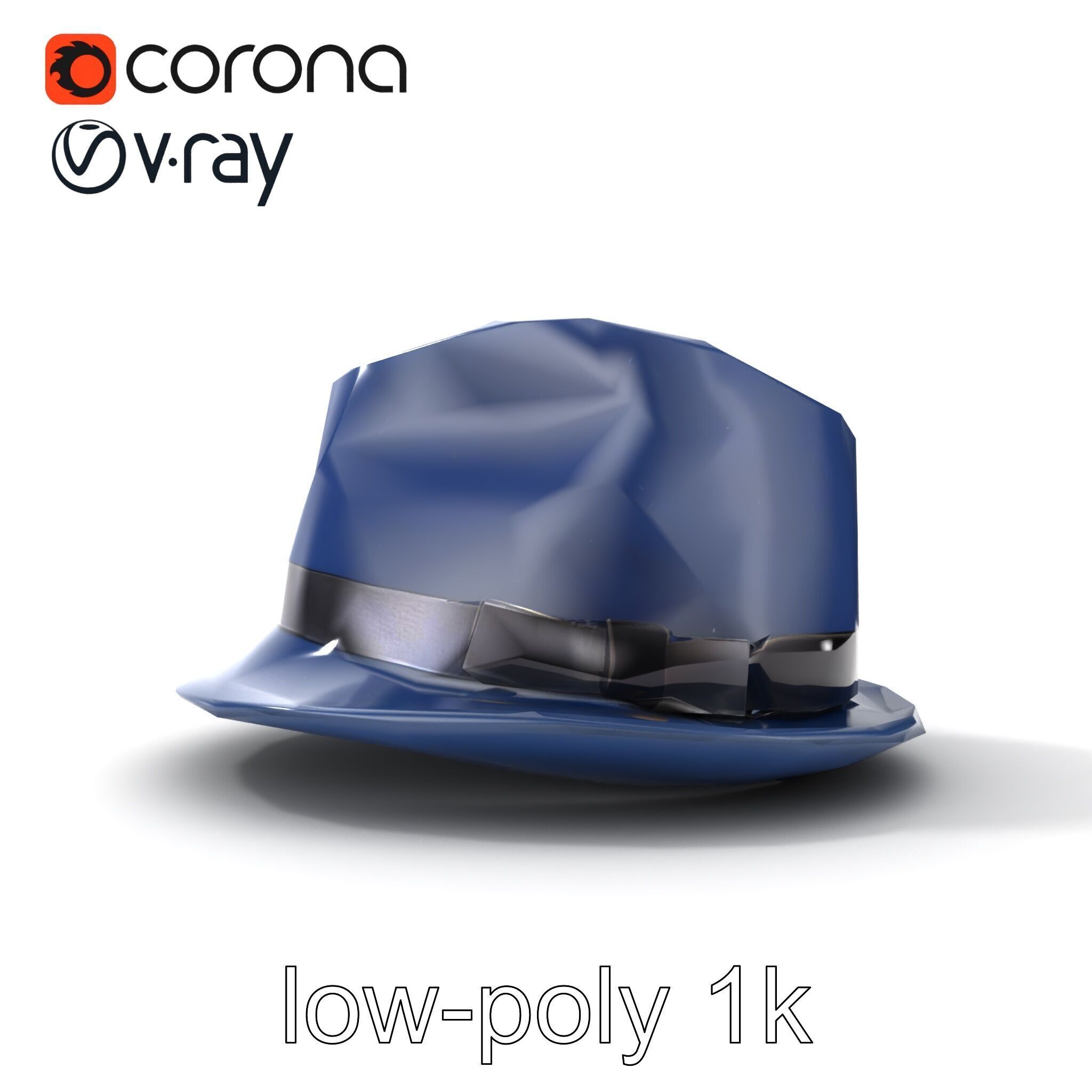 Classic Fedora Hat with Satin Band D Model Pack Low-poly 3D model_13