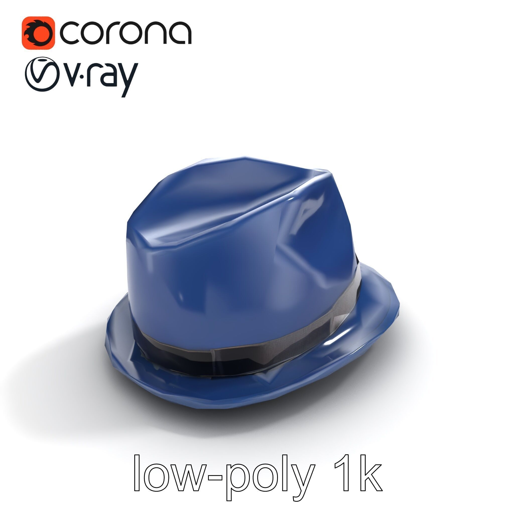 Classic Fedora Hat with Satin Band D Model Pack Low-poly 3D model_9