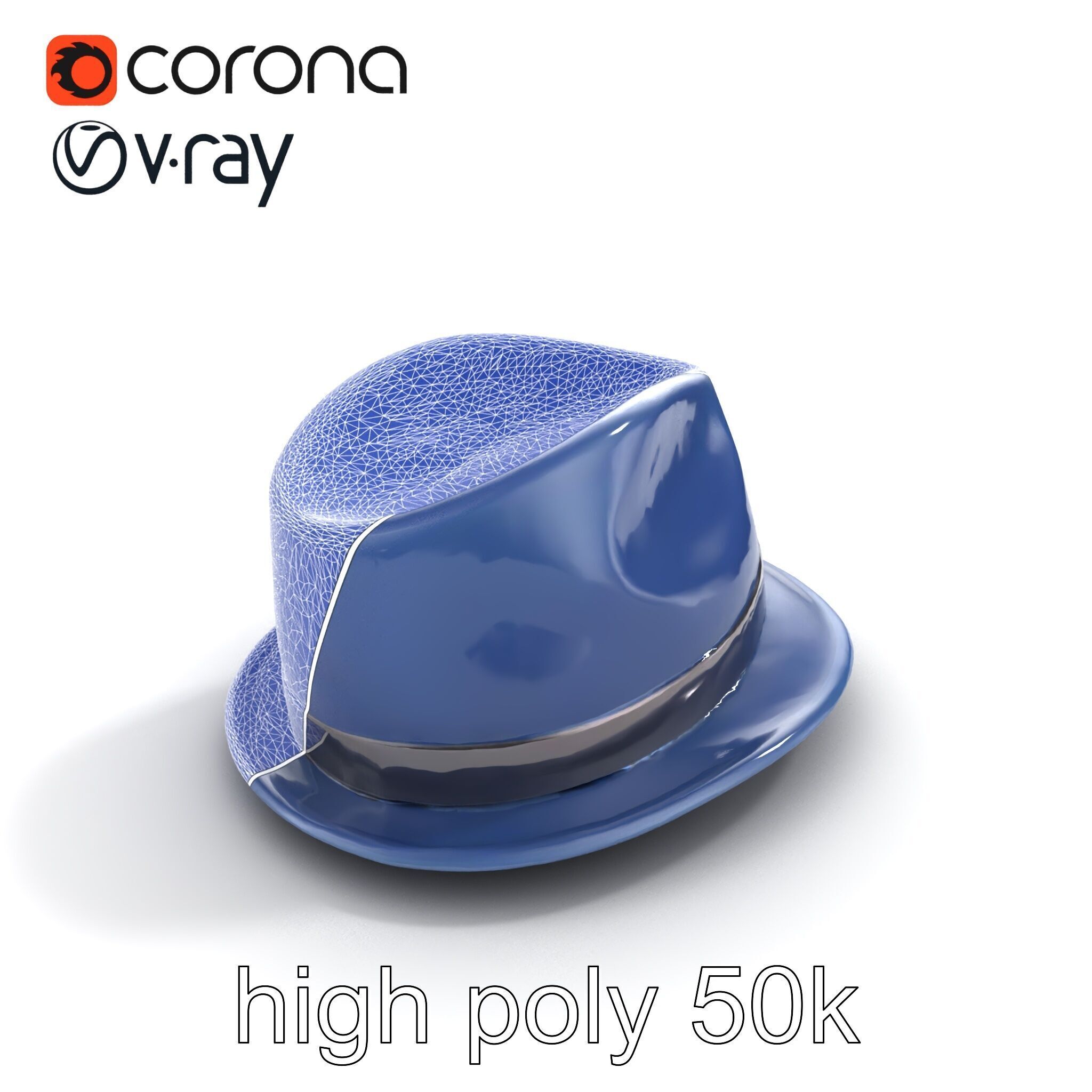 Classic Fedora Hat with Satin Band D Model Pack Low-poly 3D model_21