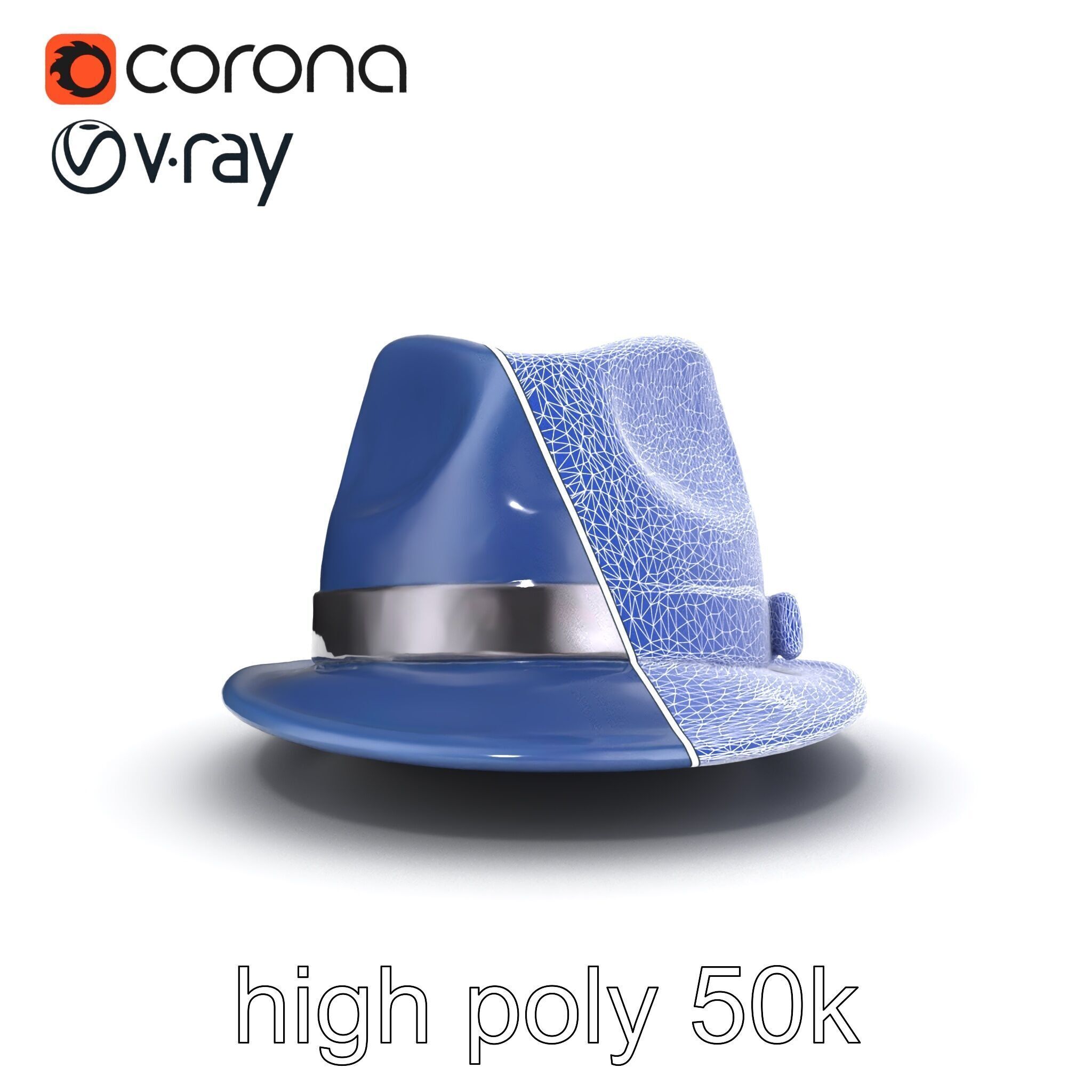 Classic Fedora Hat with Satin Band D Model Pack Low-poly 3D model_25