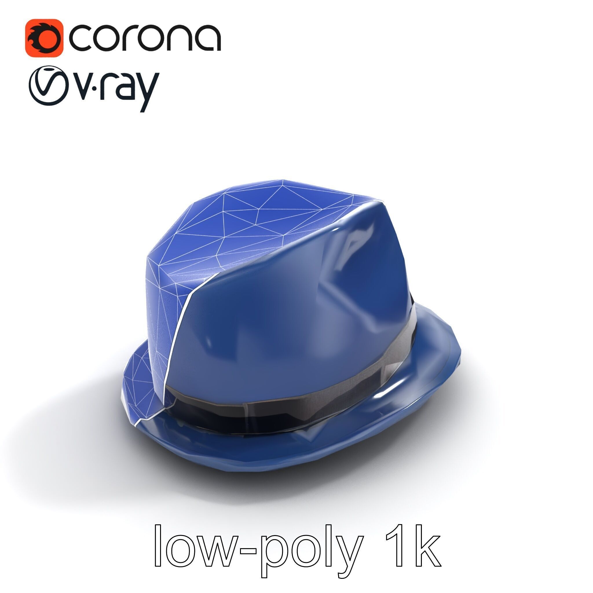 Classic Fedora Hat with Satin Band D Model Pack Low-poly 3D model_12
