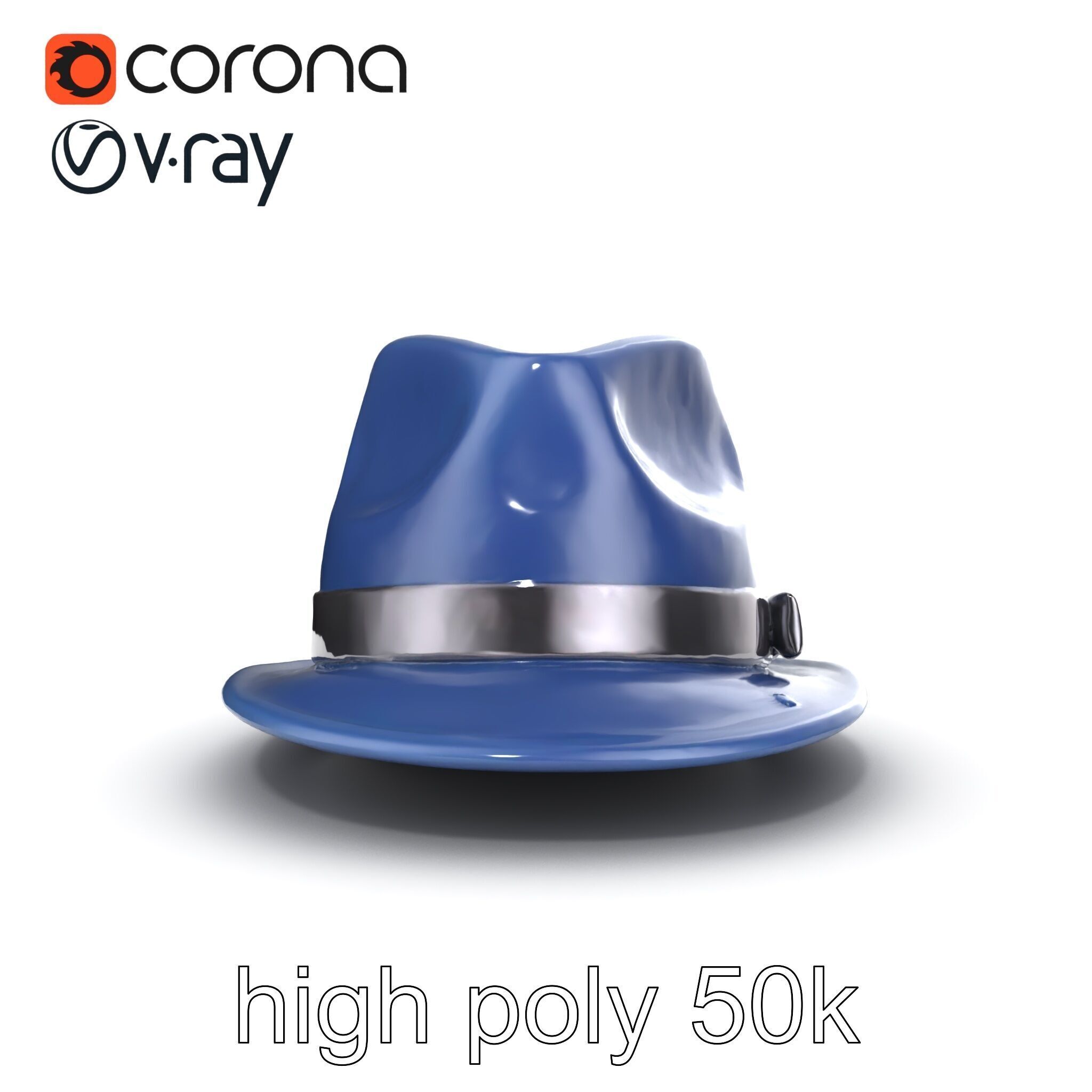 Classic Fedora Hat with Satin Band D Model Pack Low-poly 3D model_30