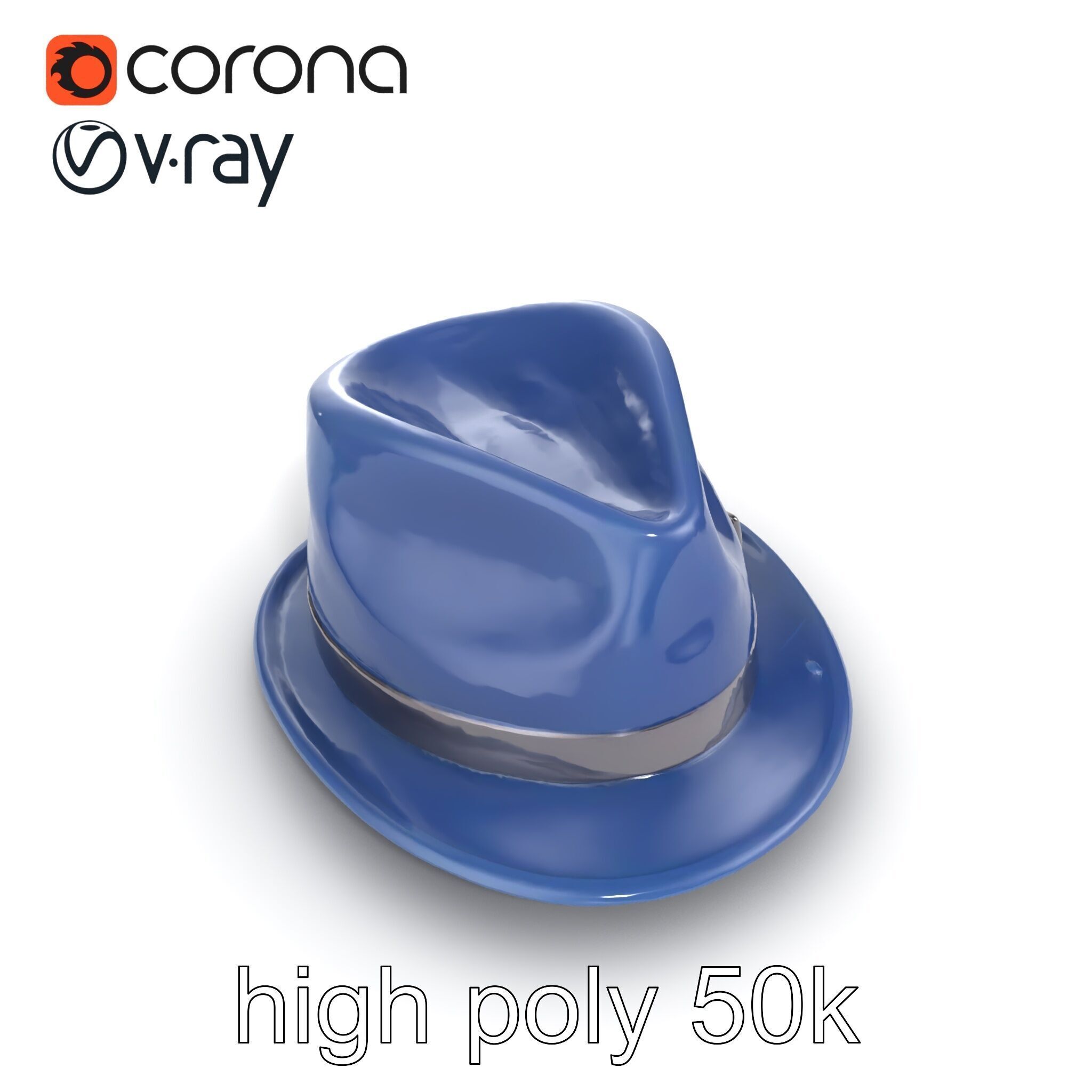 Classic Fedora Hat with Satin Band D Model Pack Low-poly 3D model_20