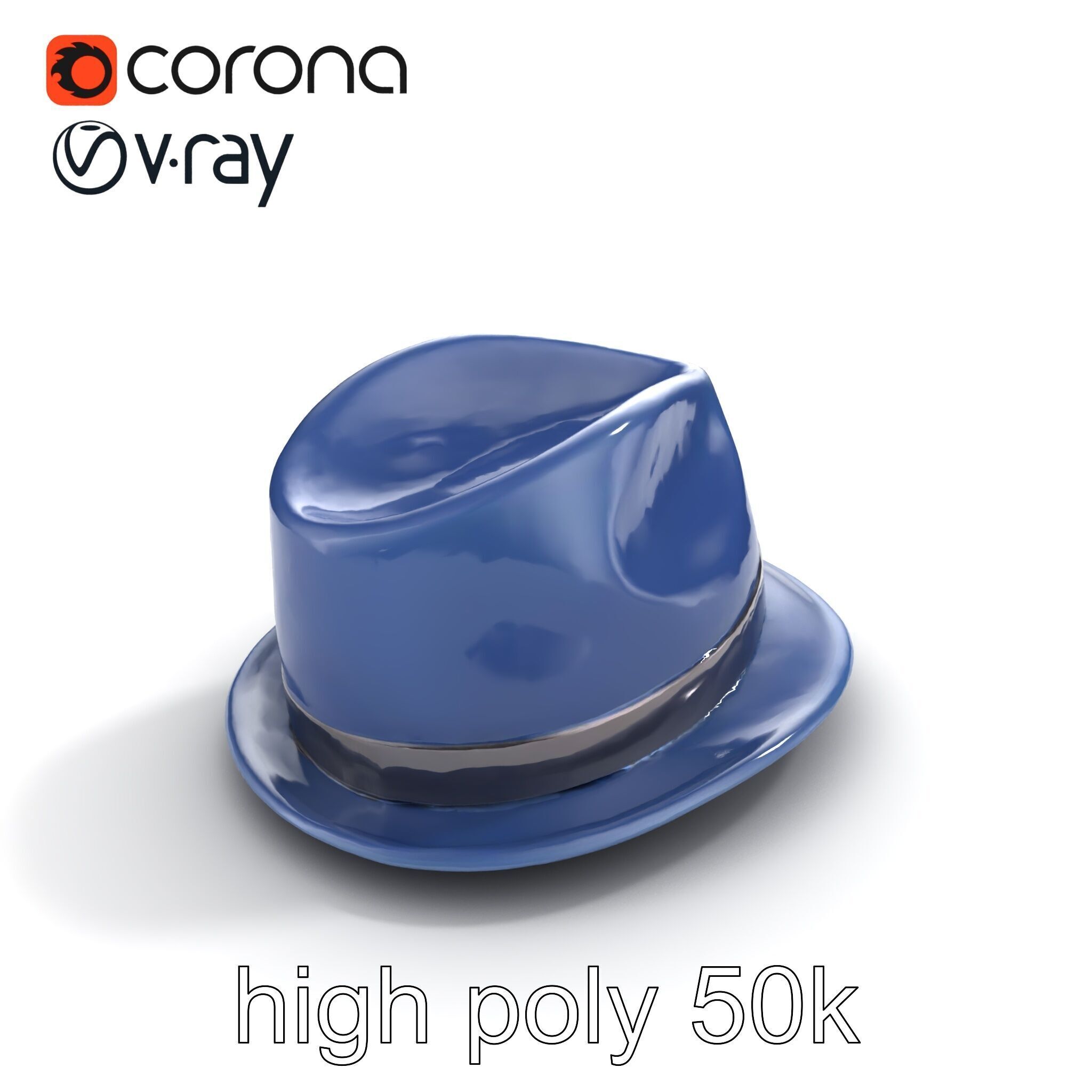 Classic Fedora Hat with Satin Band D Model Pack Low-poly 3D model_17