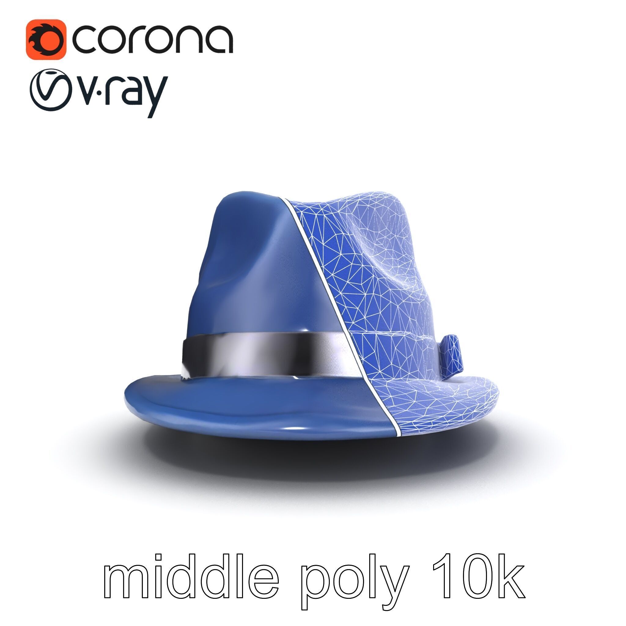 Classic Fedora Hat with Satin Band D Model Pack Low-poly 3D model_31