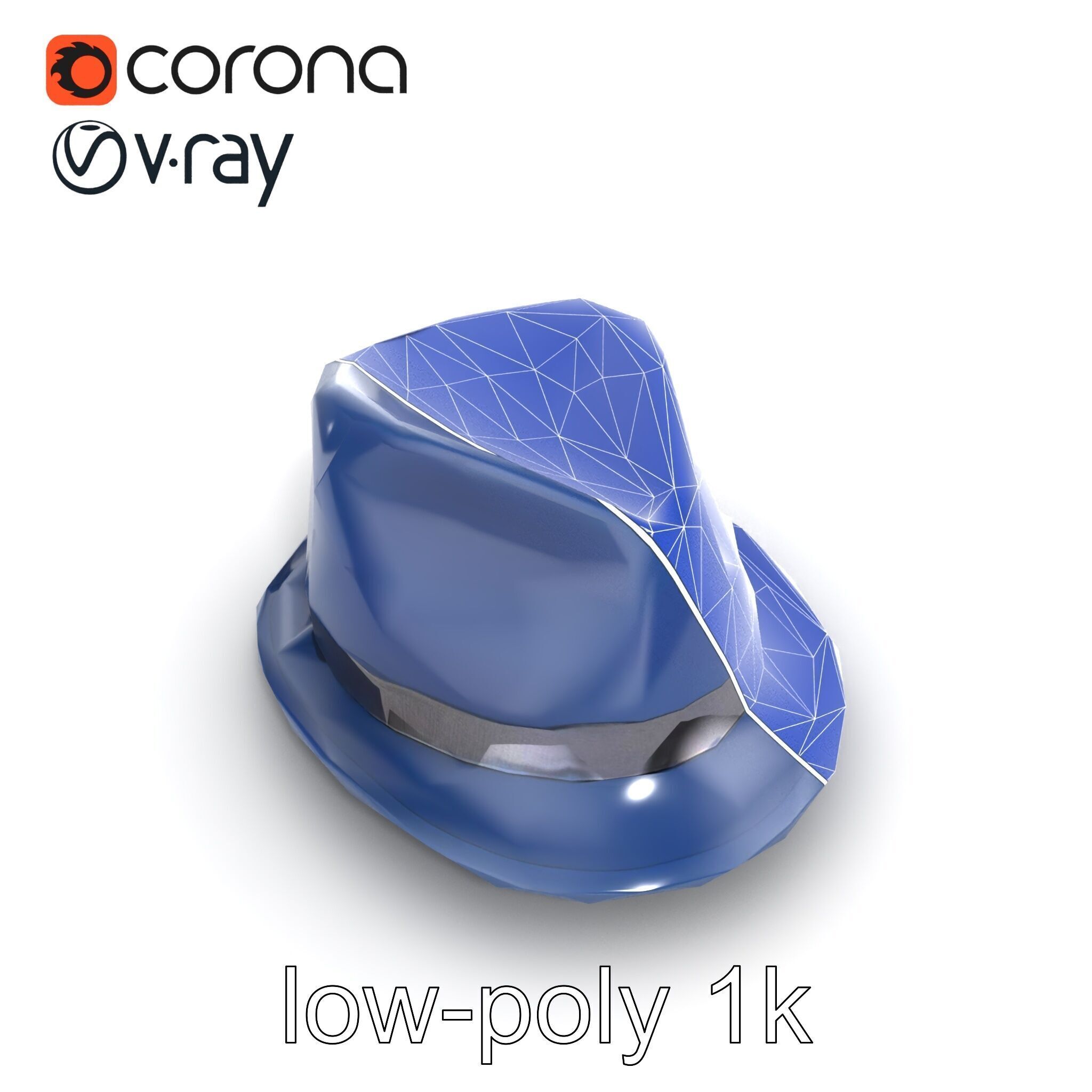 Classic Fedora Hat with Satin Band D Model Pack Low-poly 3D model_19