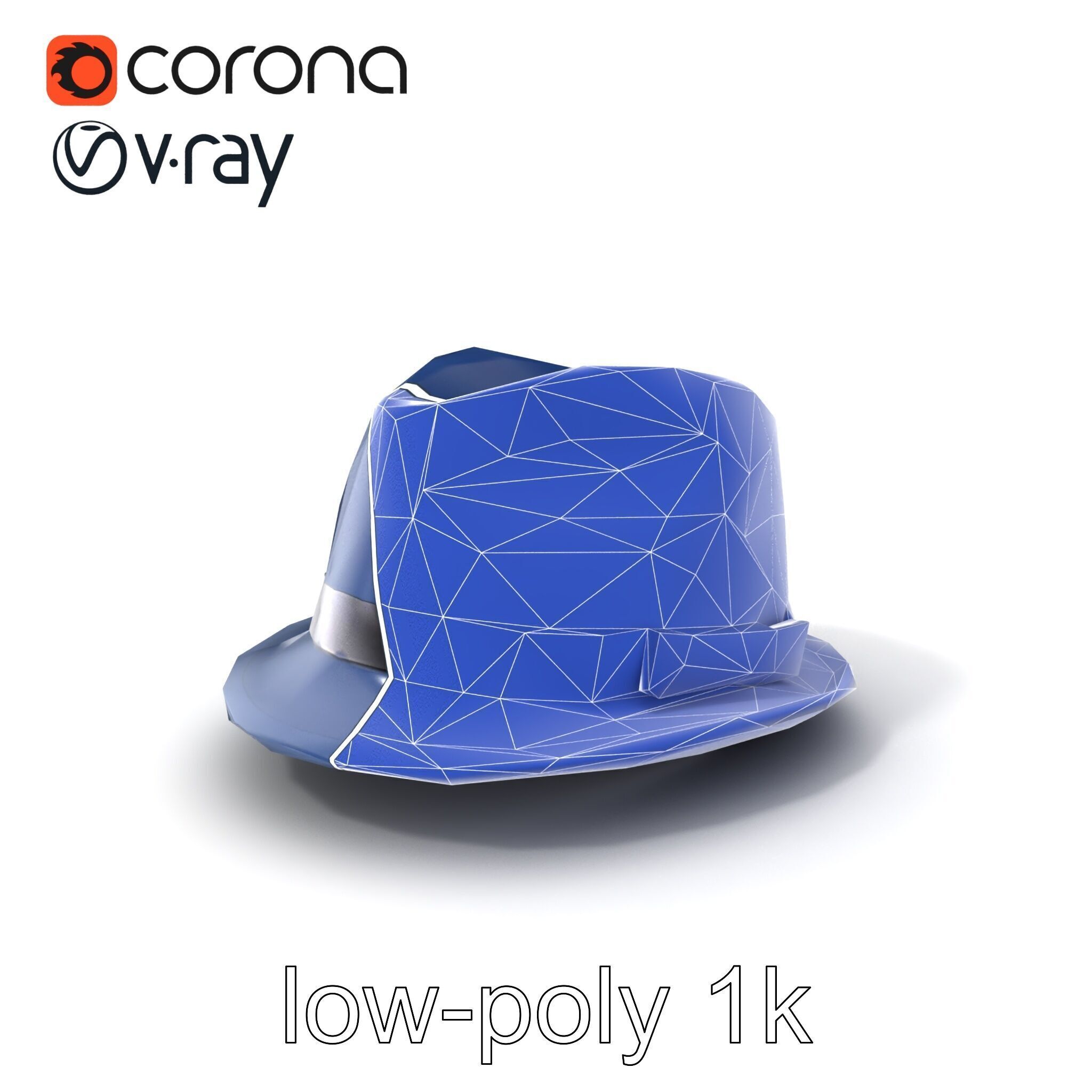 Classic Fedora Hat with Satin Band D Model Pack Low-poly 3D model_7