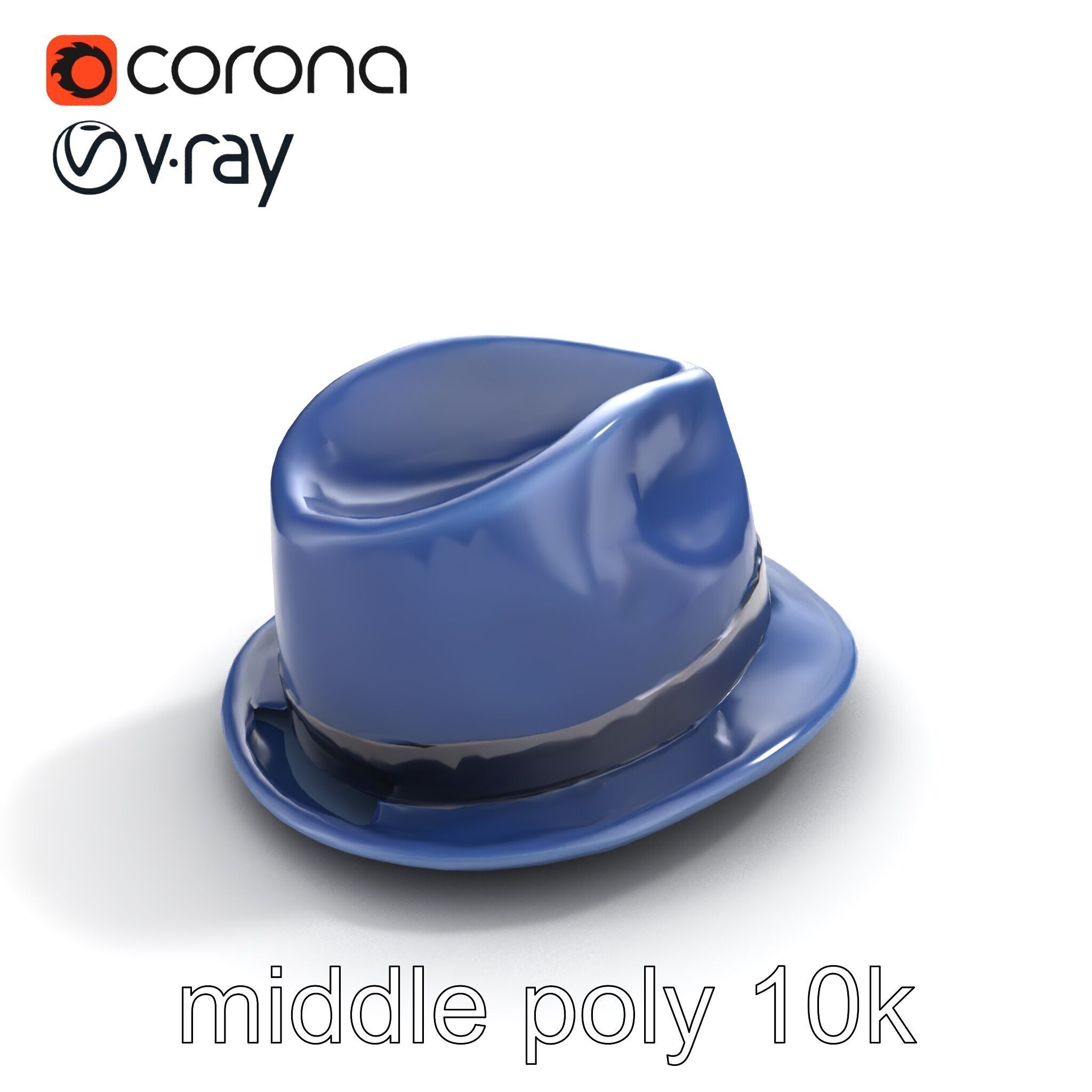 Classic Fedora Hat with Satin Band D Model Pack Low-poly 3D model_8