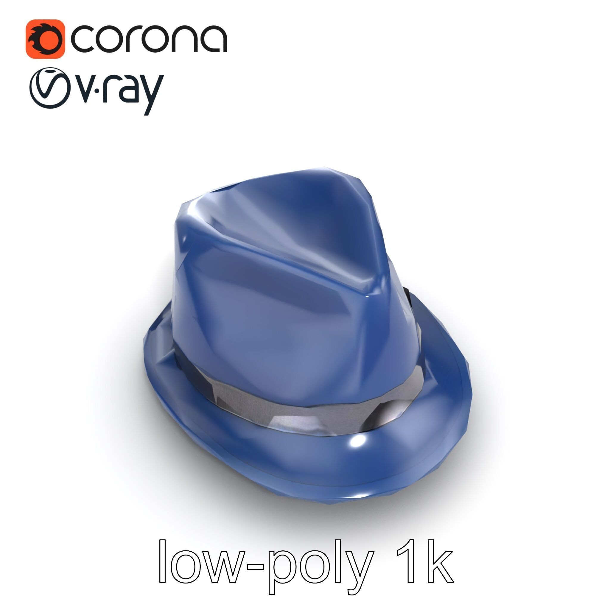 Classic Fedora Hat with Satin Band D Model Pack Low-poly 3D model_11