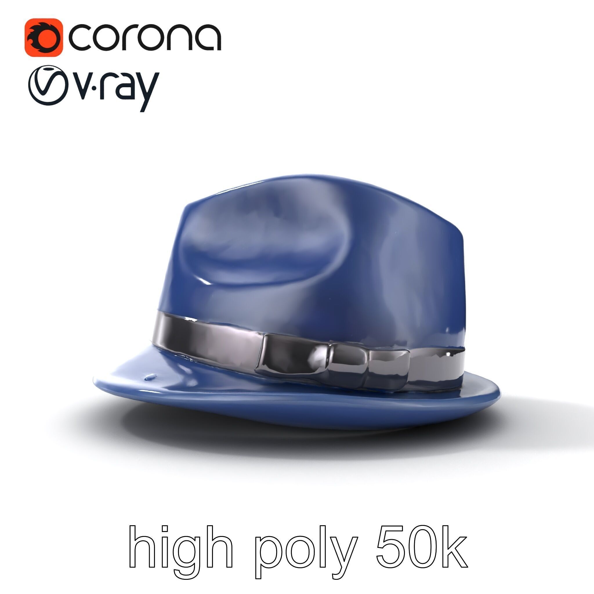 Classic Fedora Hat with Satin Band D Model Pack Low-poly 3D model_16