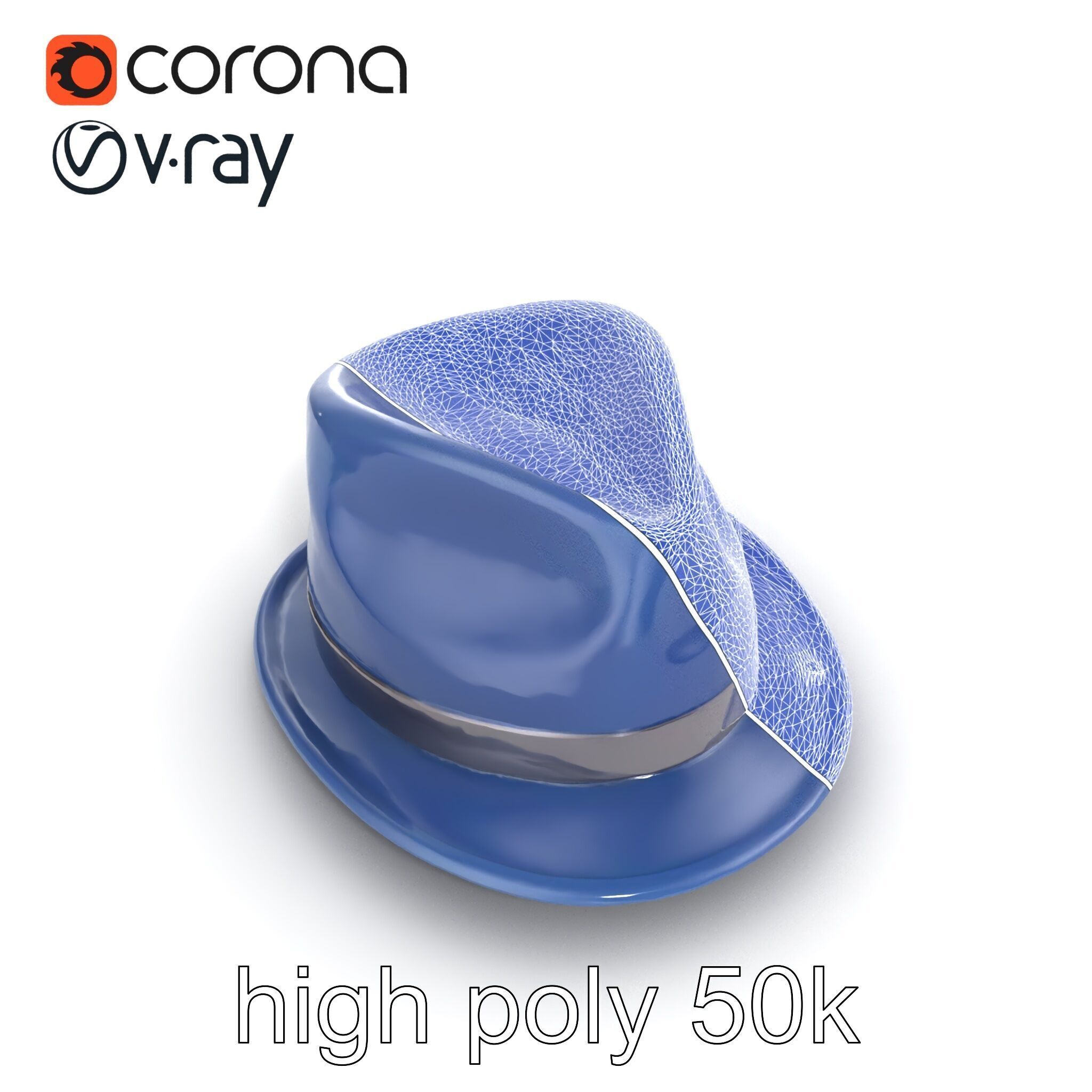 Classic Fedora Hat with Satin Band D Model Pack Low-poly 3D model_18