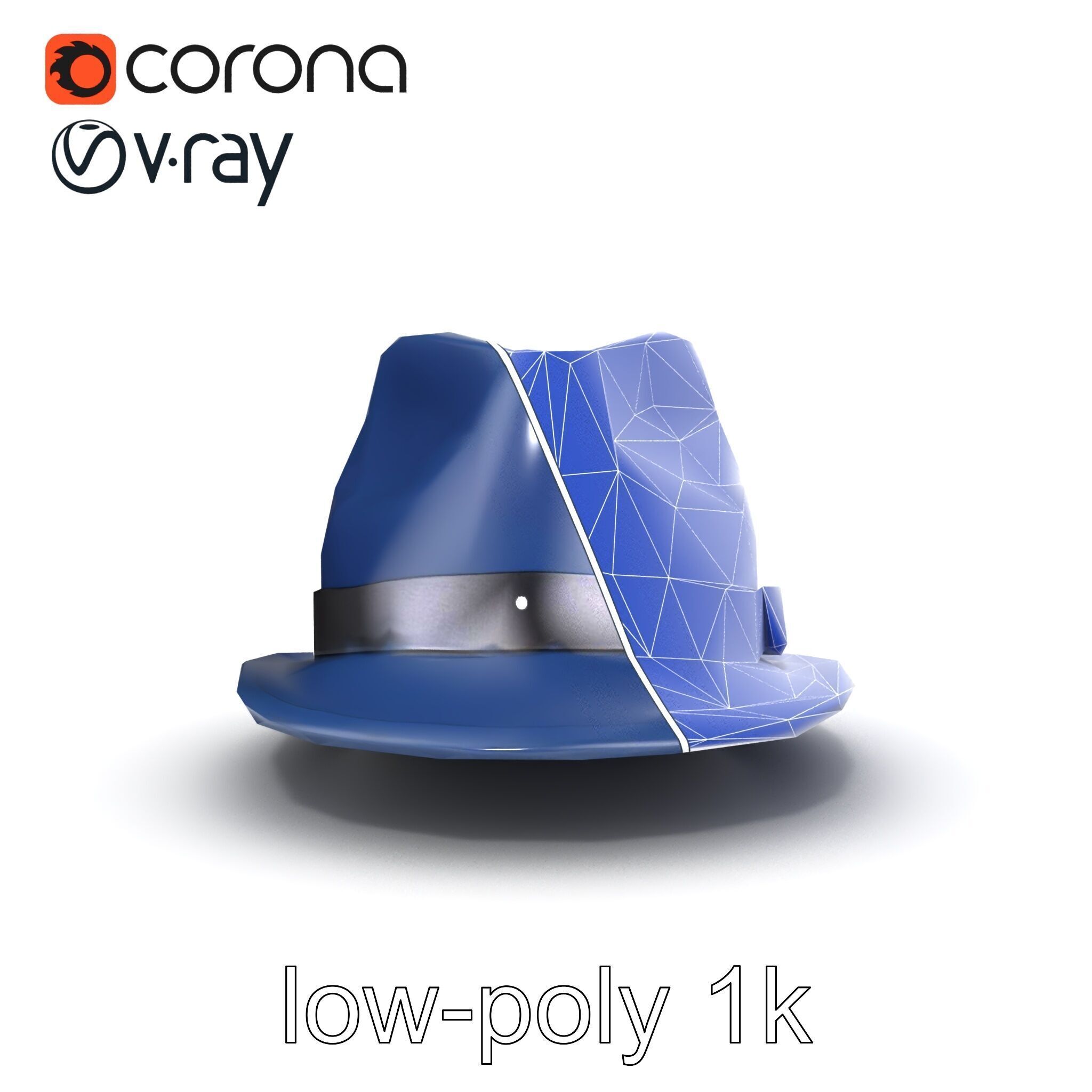 Classic Fedora Hat with Satin Band D Model Pack Low-poly 3D model_24