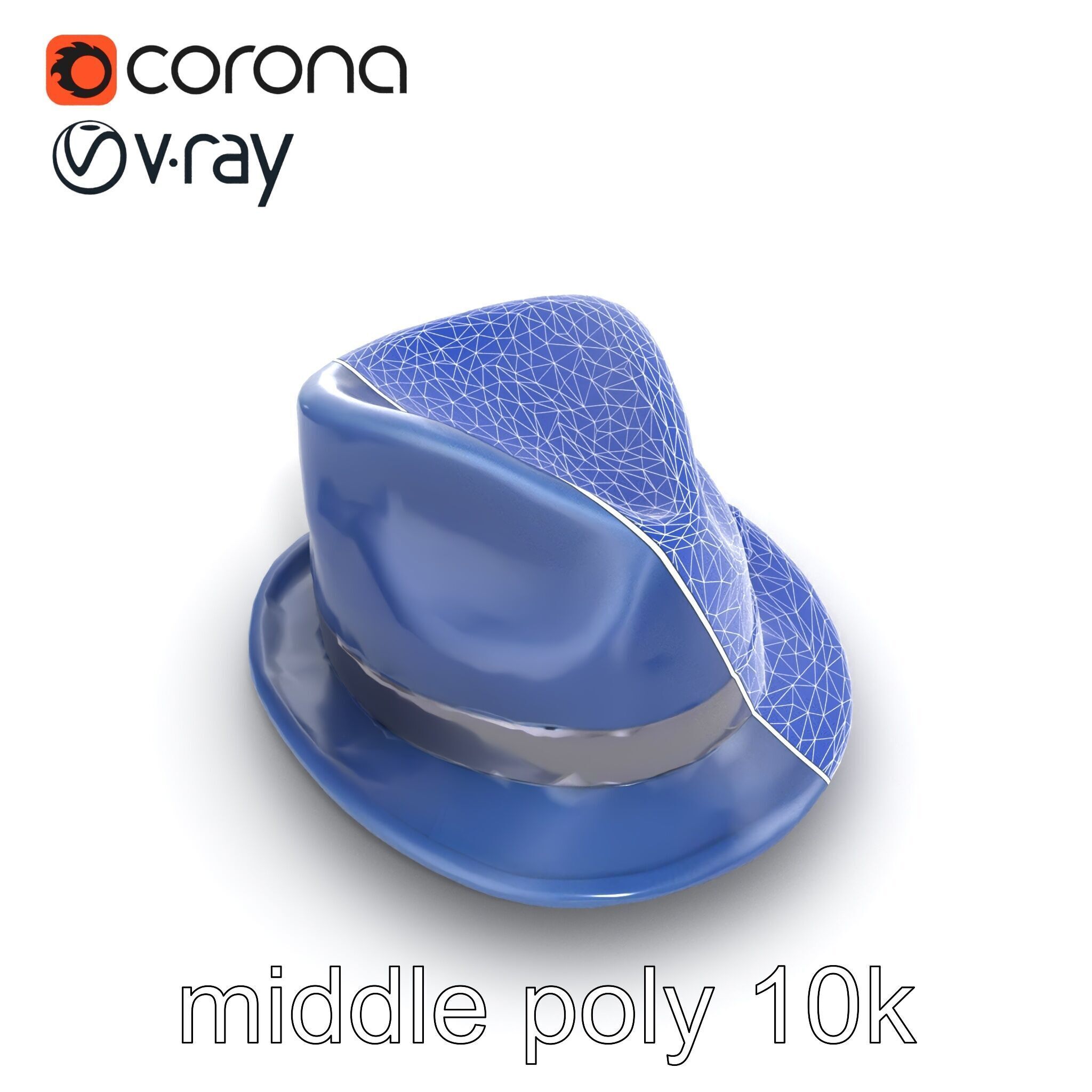 Classic Fedora Hat with Satin Band D Model Pack Low-poly 3D model_29