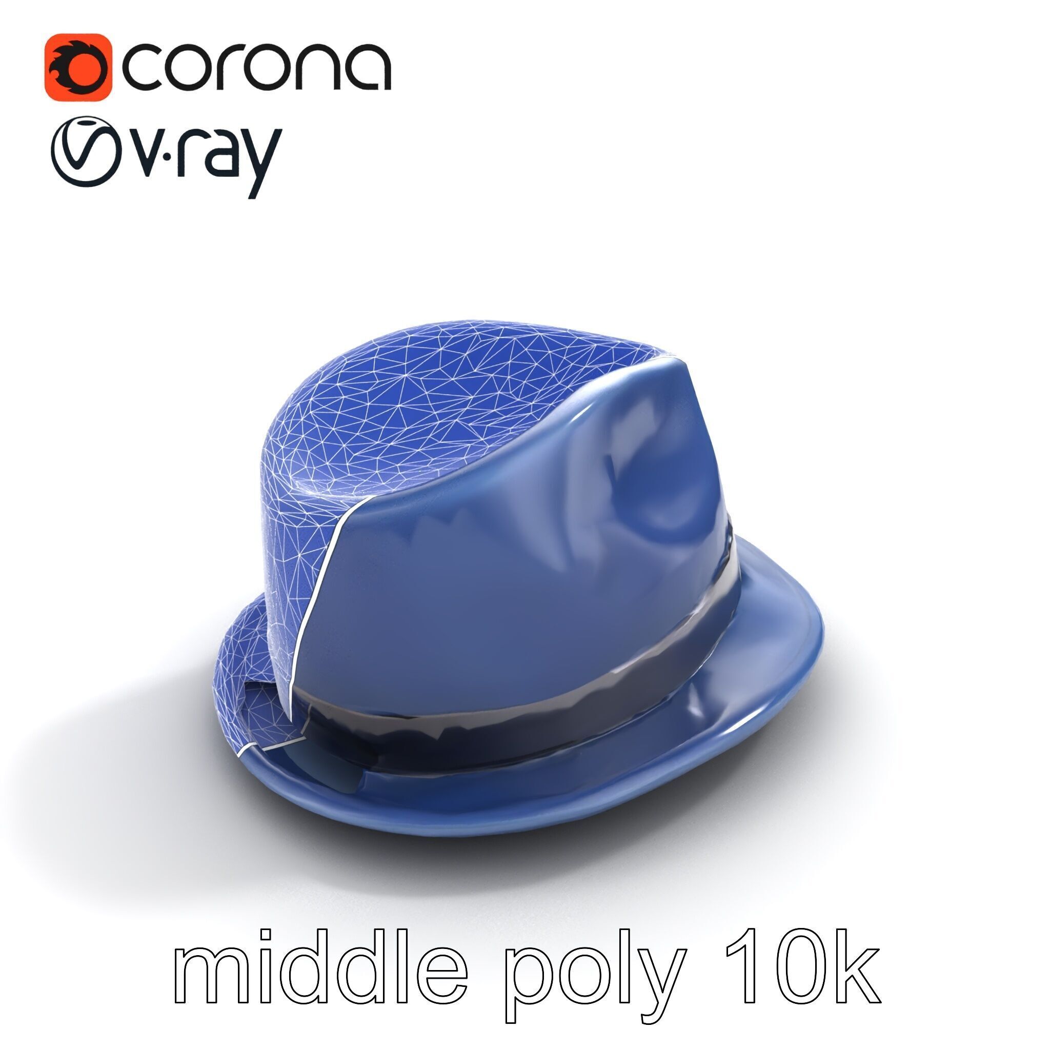 Classic Fedora Hat with Satin Band D Model Pack Low-poly 3D model_14