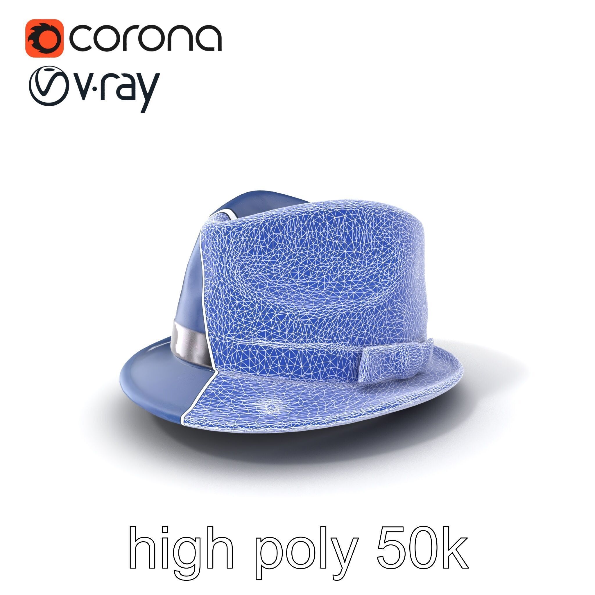 Classic Fedora Hat with Satin Band D Model Pack Low-poly 3D model_10