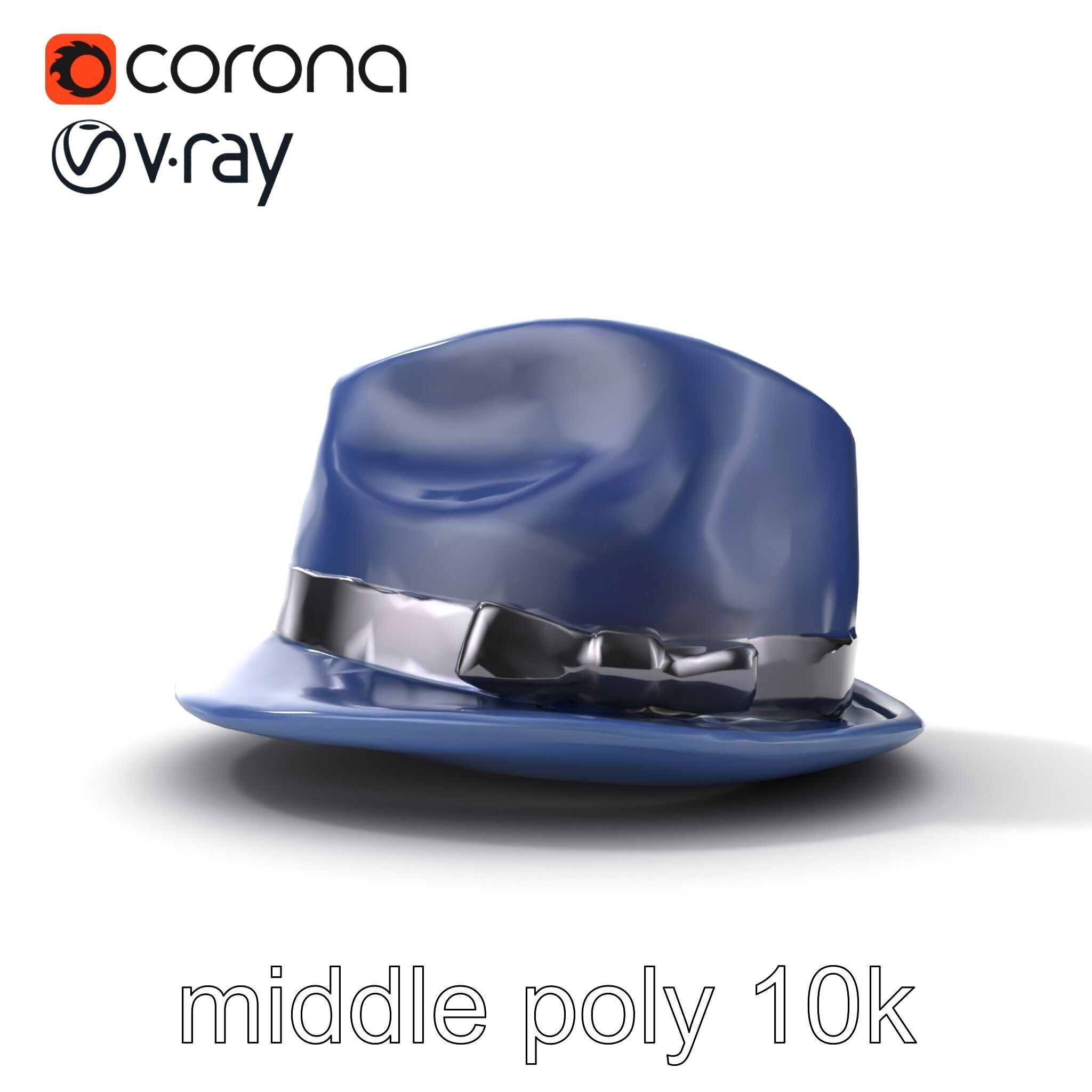 Classic Fedora Hat with Satin Band D Model Pack Low-poly 3D model_15
