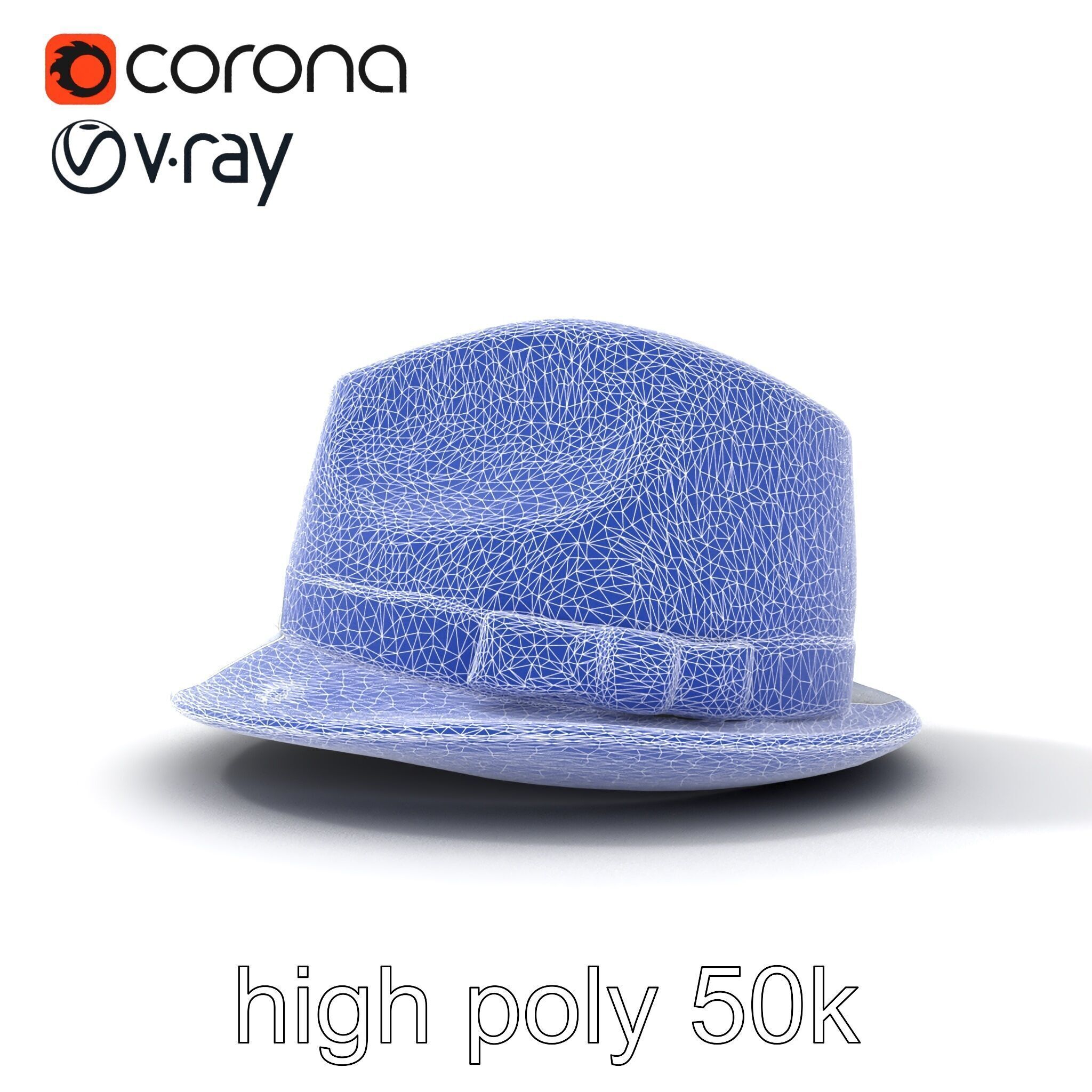 Classic Fedora Hat with Satin Band D Model Pack Low-poly 3D model_32