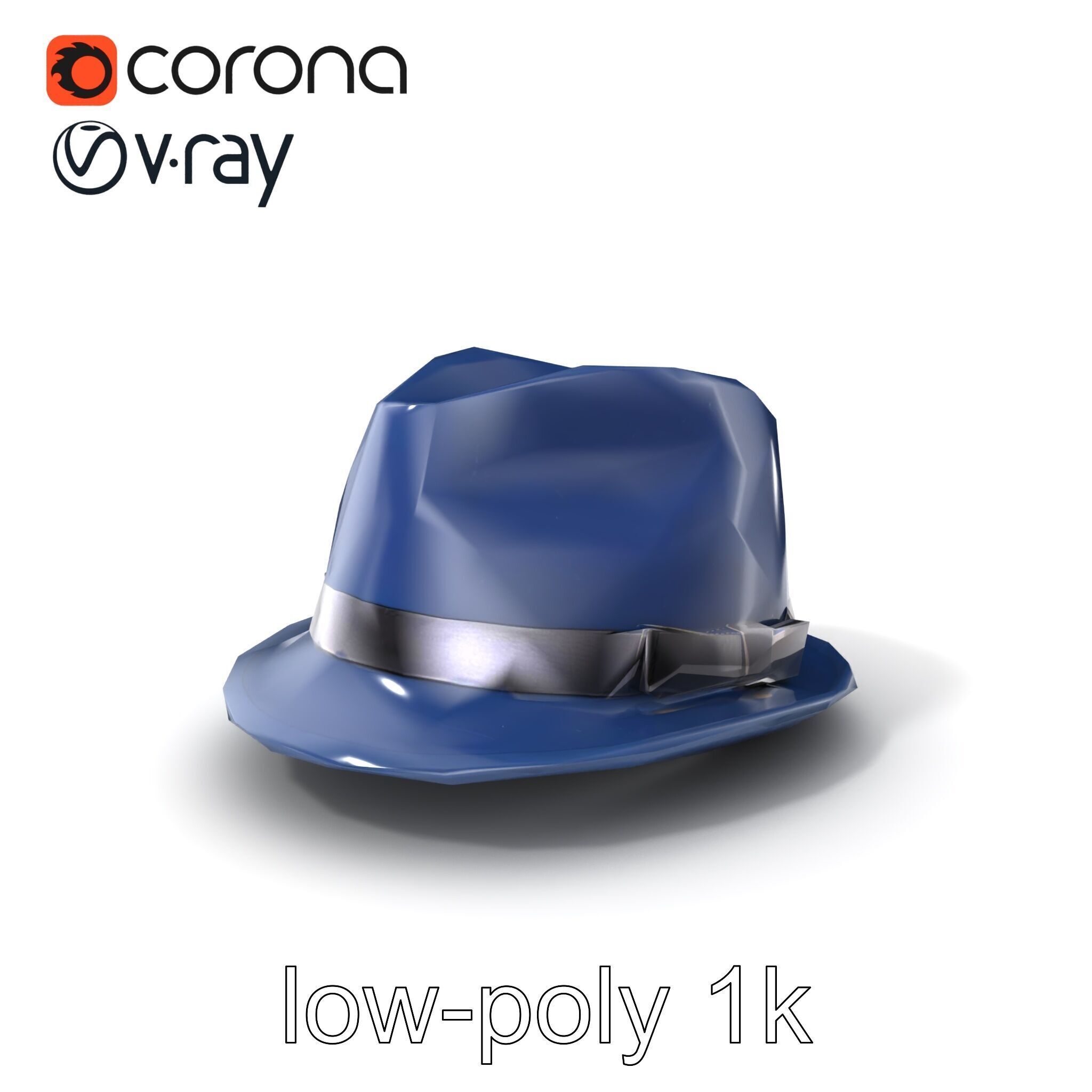 Classic Fedora Hat with Satin Band D Model Pack Low-poly 3D model_5