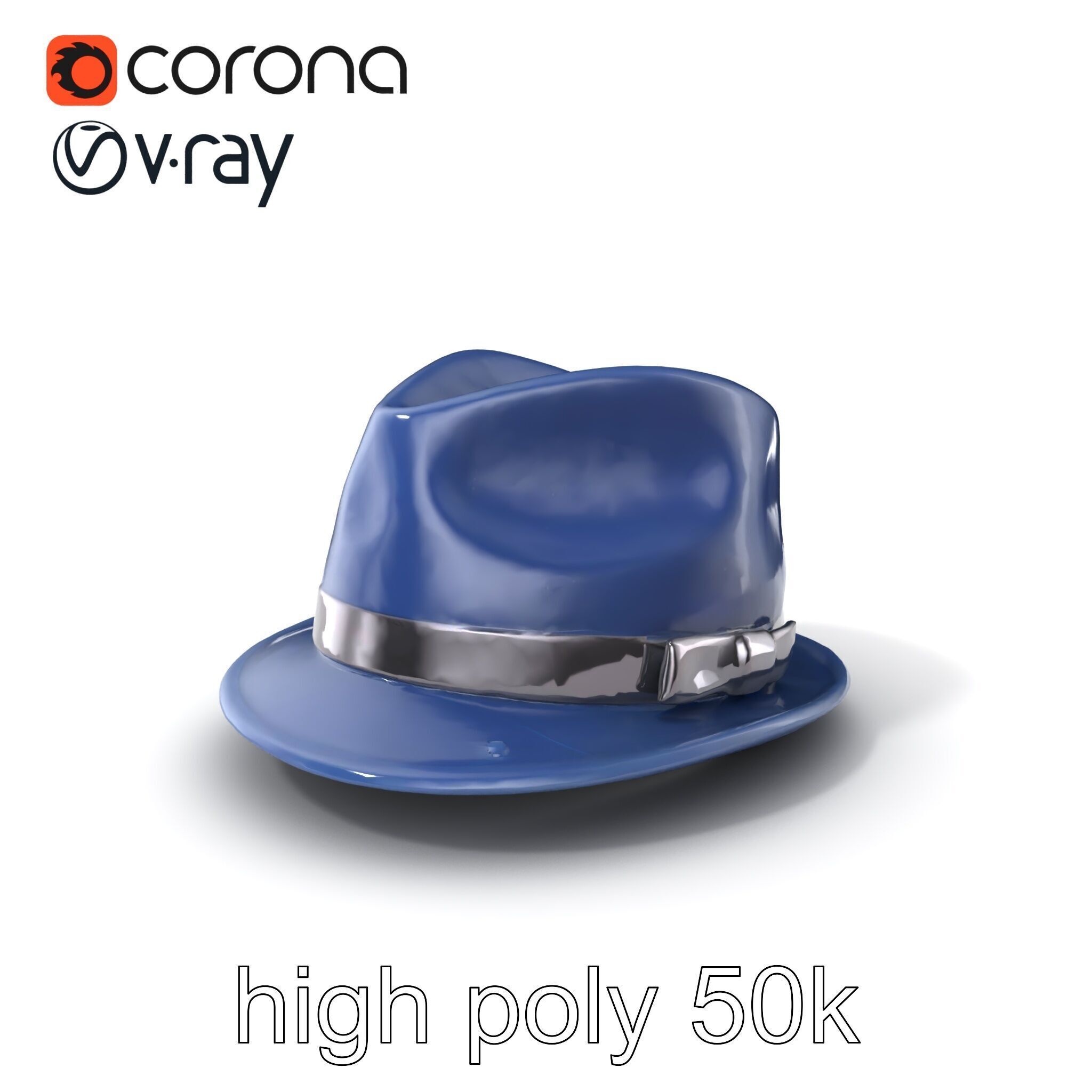 Classic Fedora Hat with Satin Band D Model Pack Low-poly 3D model_2