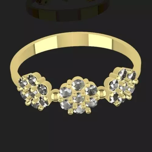 three flowers ring Free 3D print model