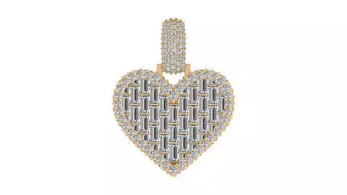 Luxury Basket-Weave Diamond Heart Pendant 3D print model