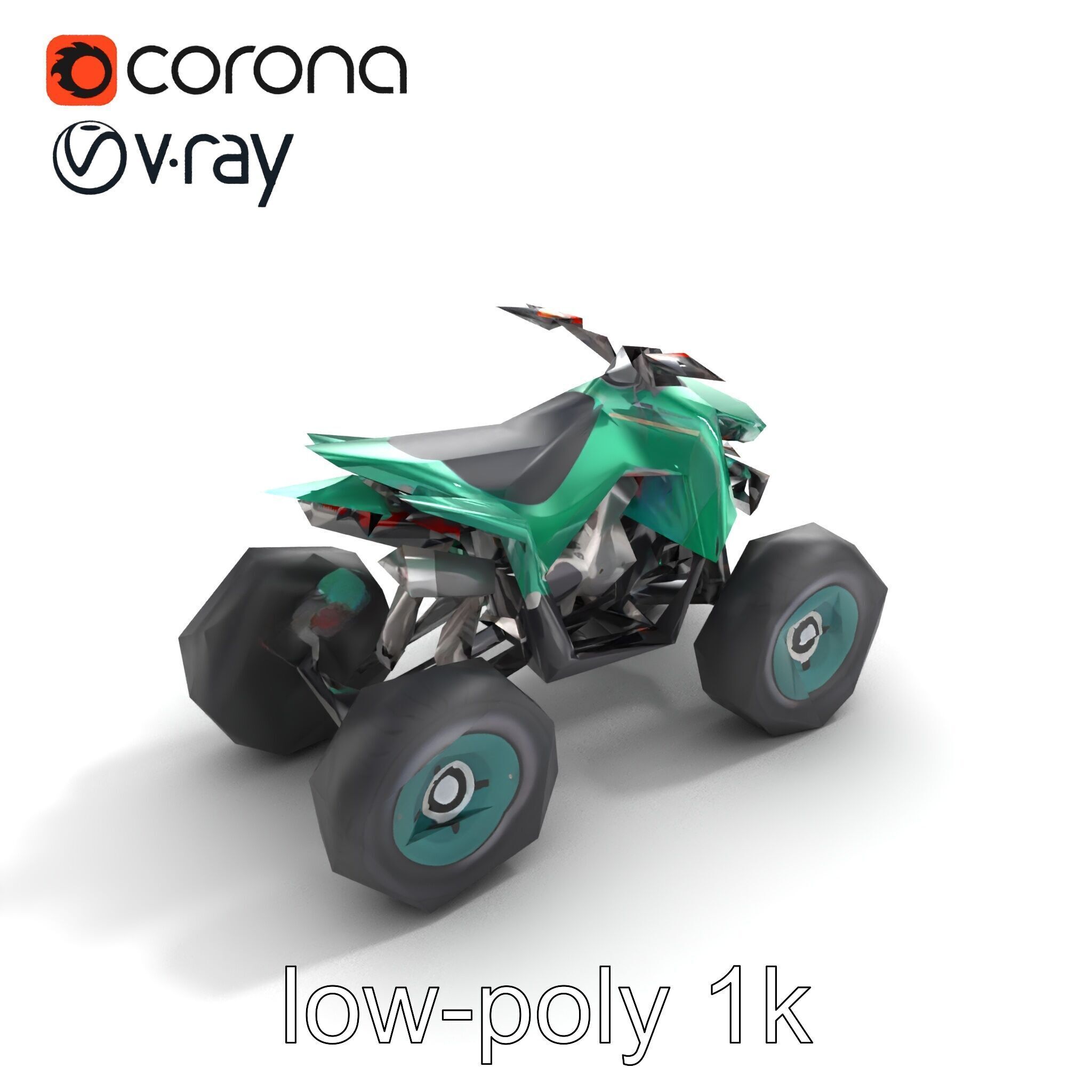 Forest Green Quad Bike with Aerodynamic Frame model pack Low-poly 3D model_9