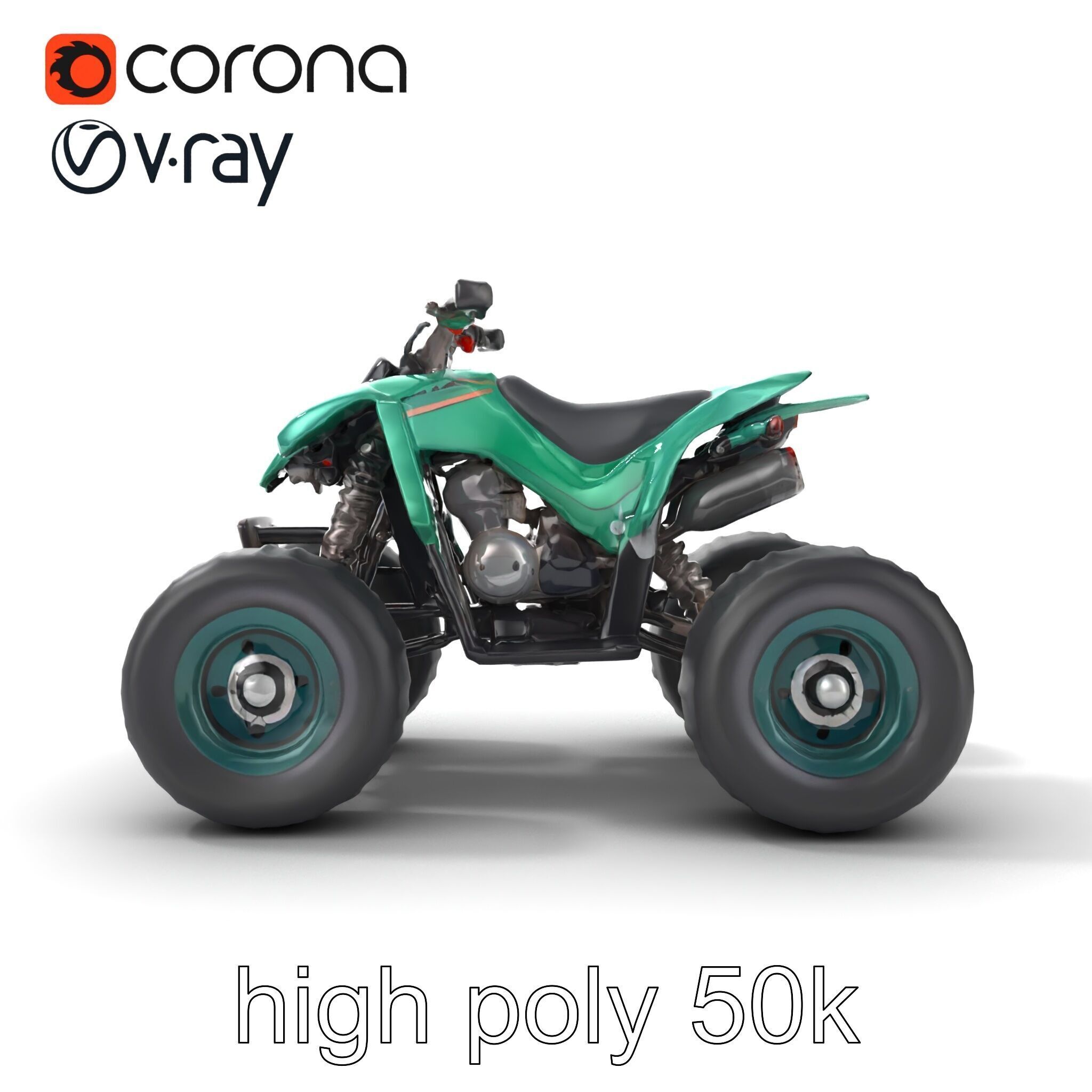 Forest Green Quad Bike with Aerodynamic Frame model pack Low-poly 3D model_32