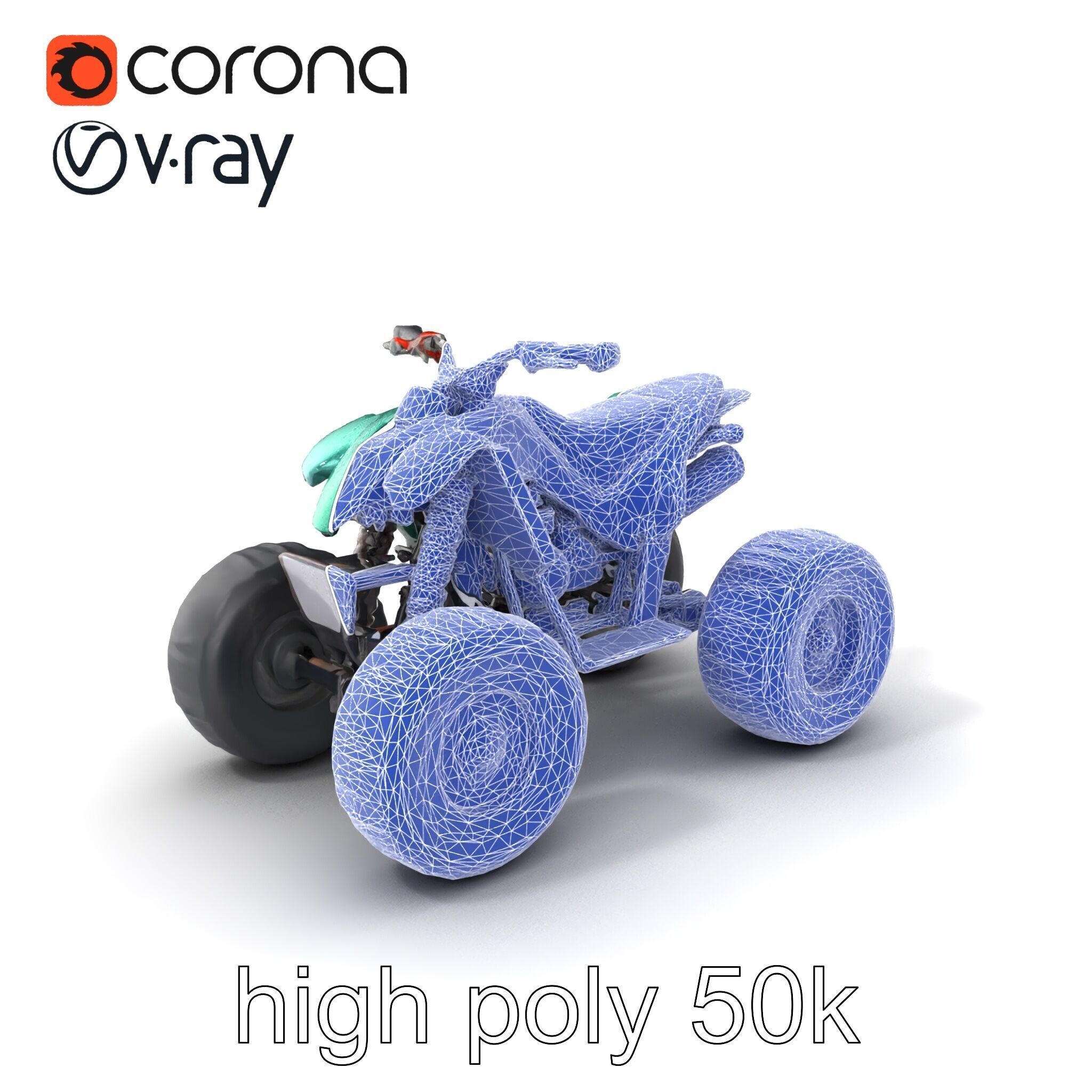 Forest Green Quad Bike with Aerodynamic Frame model pack Low-poly 3D model_10