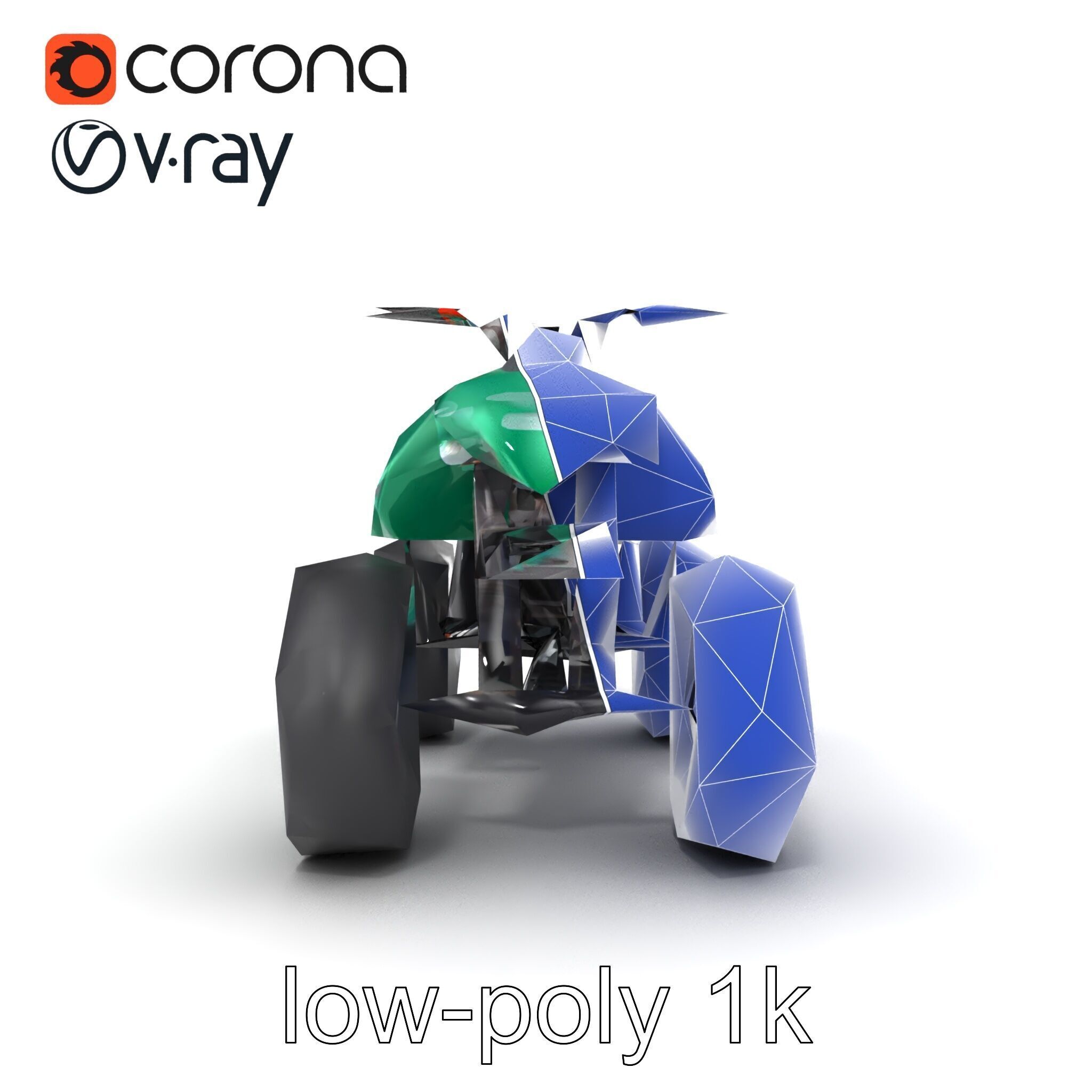 Forest Green Quad Bike with Aerodynamic Frame model pack Low-poly 3D model_25