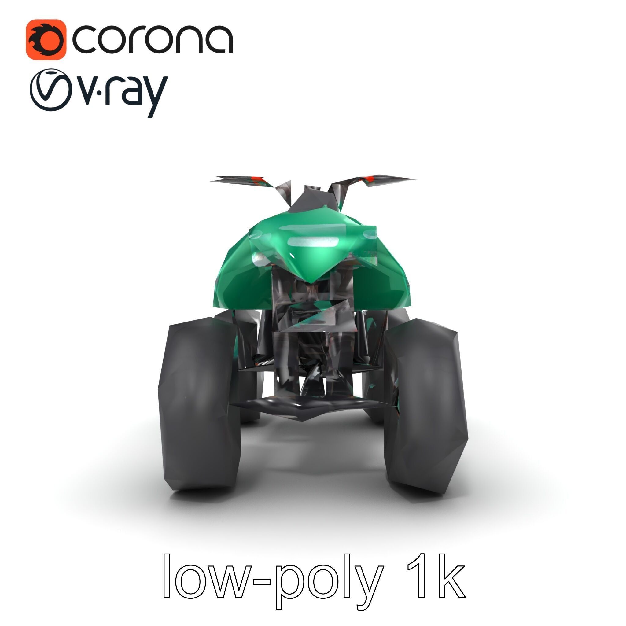 Forest Green Quad Bike with Aerodynamic Frame model pack Low-poly 3D model_30