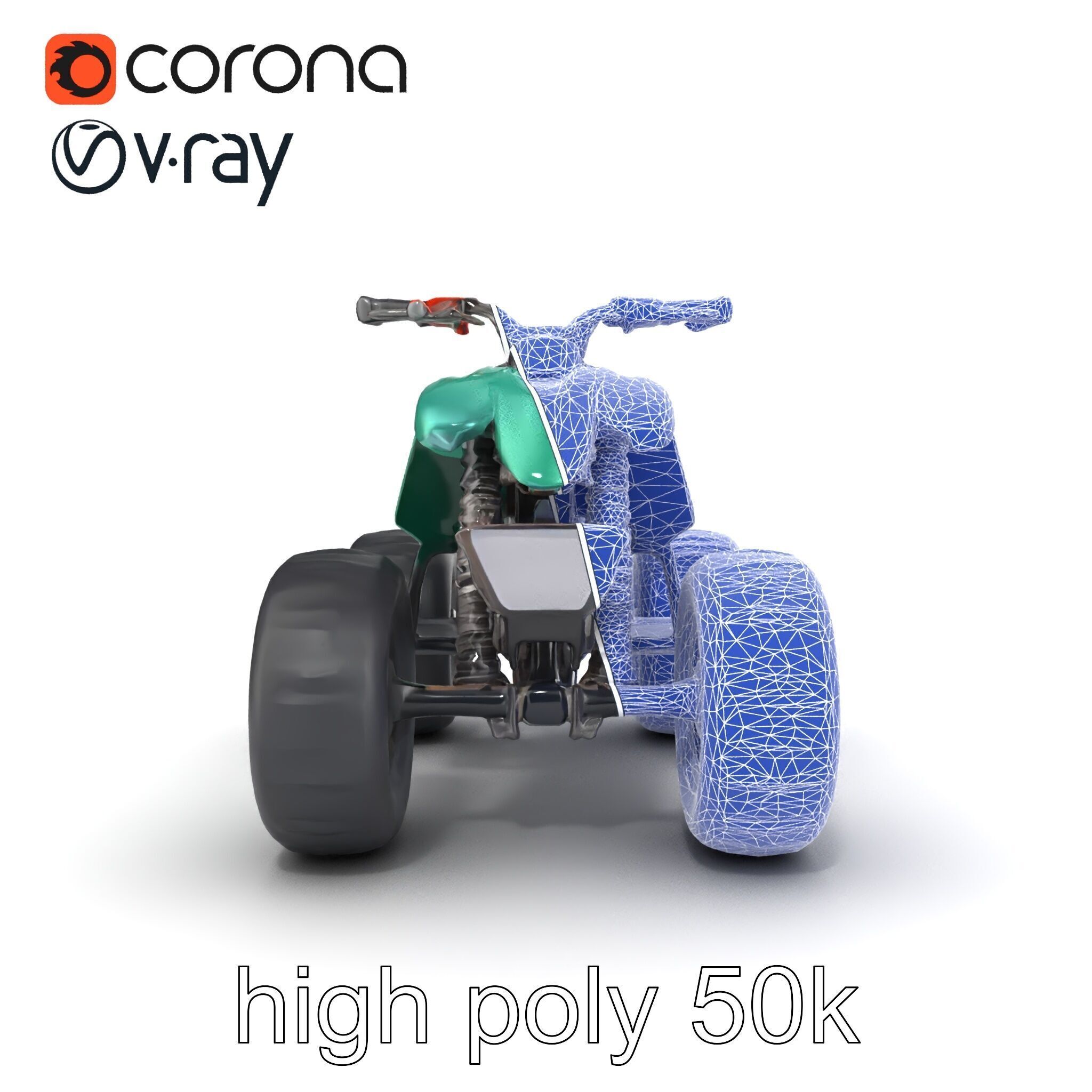 Forest Green Quad Bike with Aerodynamic Frame model pack Low-poly 3D model_28