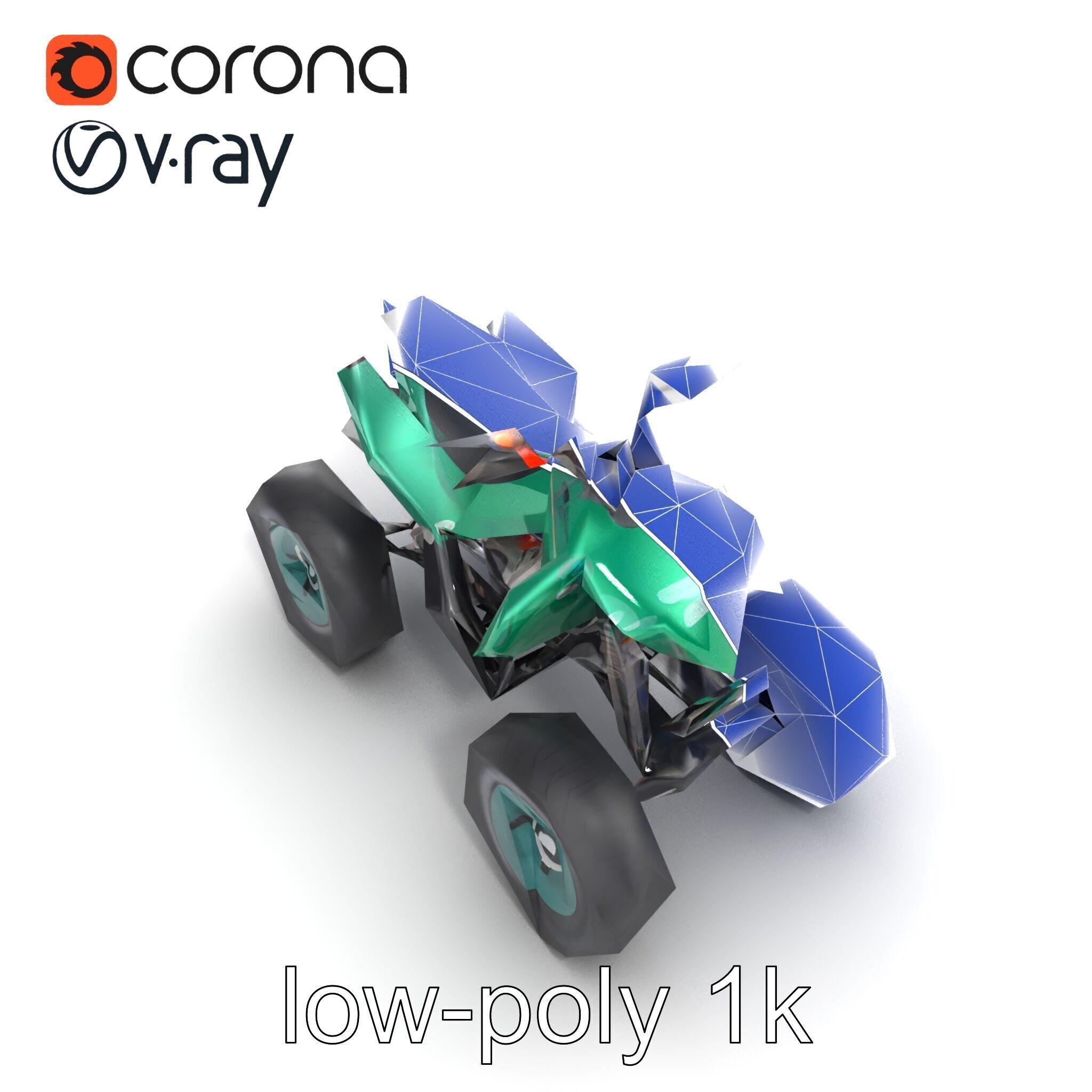Forest Green Quad Bike with Aerodynamic Frame model pack Low-poly 3D model_18