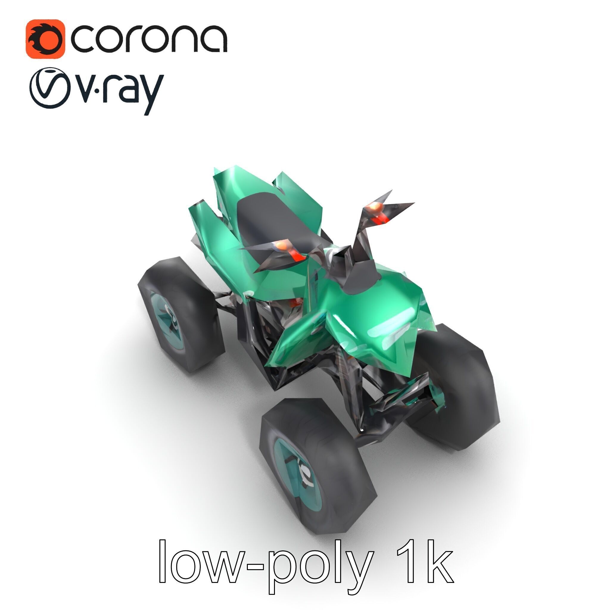 Forest Green Quad Bike with Aerodynamic Frame model pack Low-poly 3D model_20