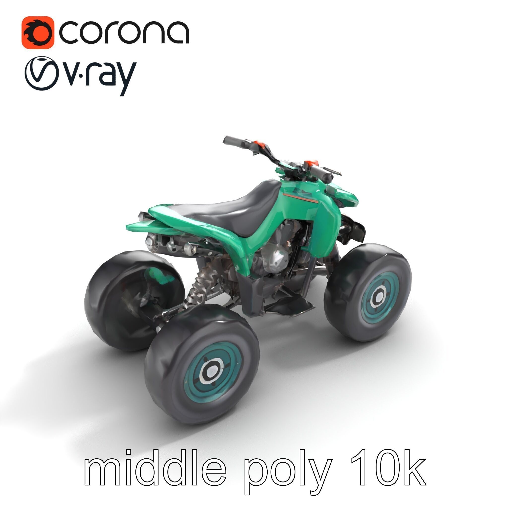 Forest Green Quad Bike with Aerodynamic Frame model pack Low-poly 3D model_8