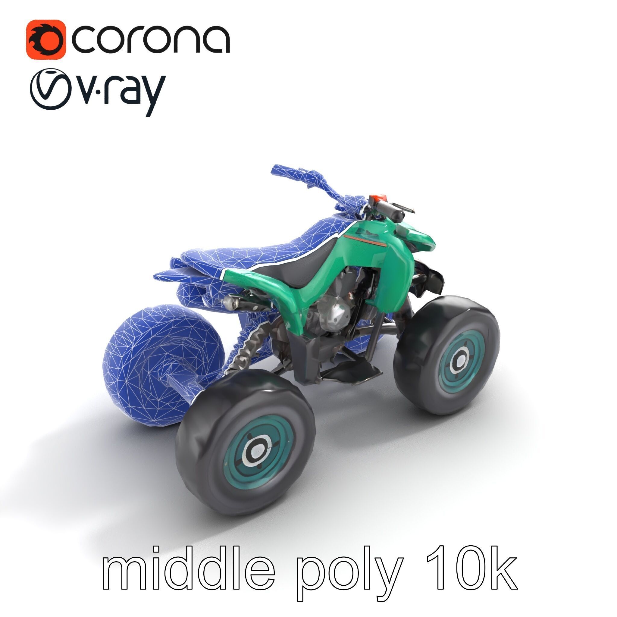 Forest Green Quad Bike with Aerodynamic Frame model pack Low-poly 3D model_12