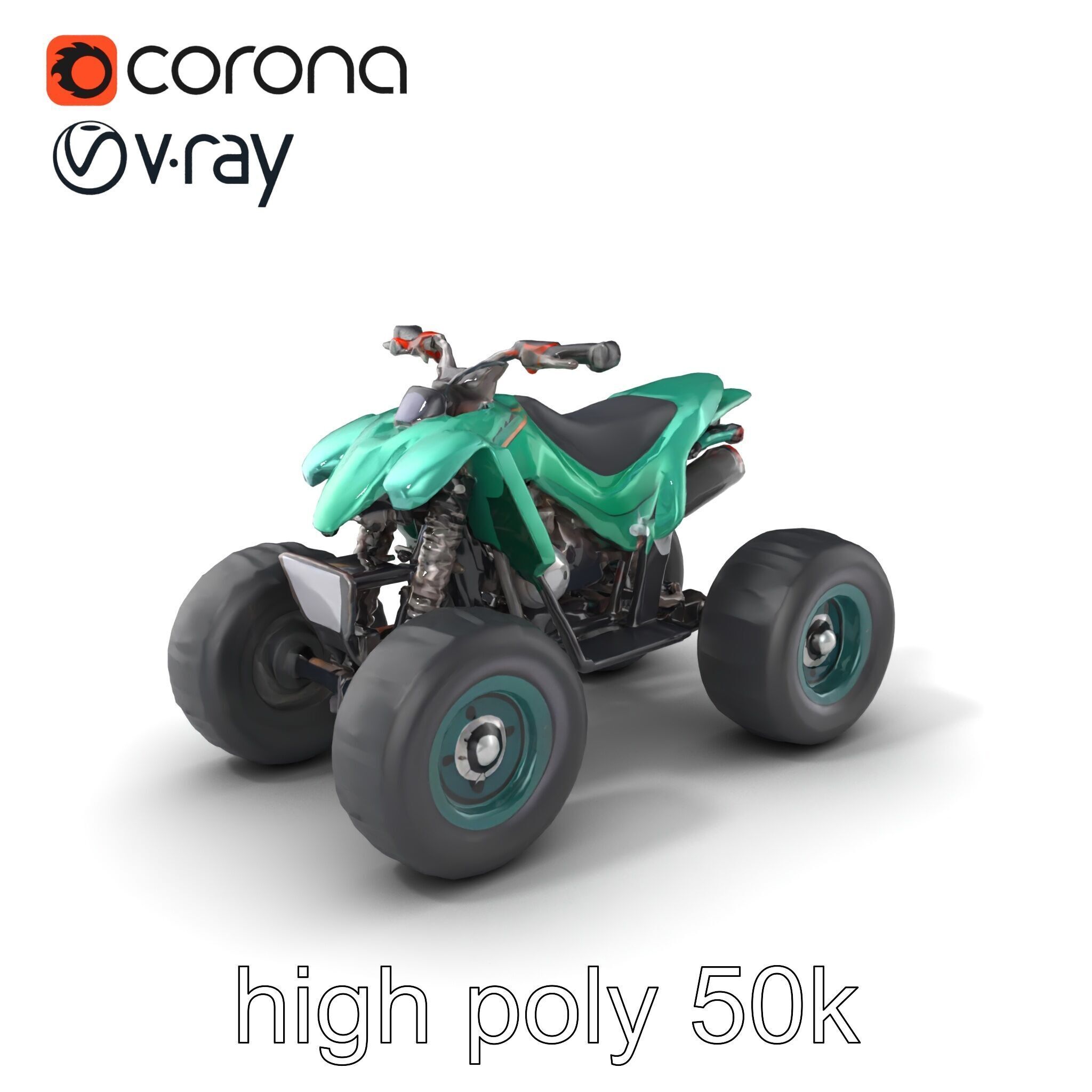 Forest Green Quad Bike with Aerodynamic Frame model pack Low-poly 3D model_2